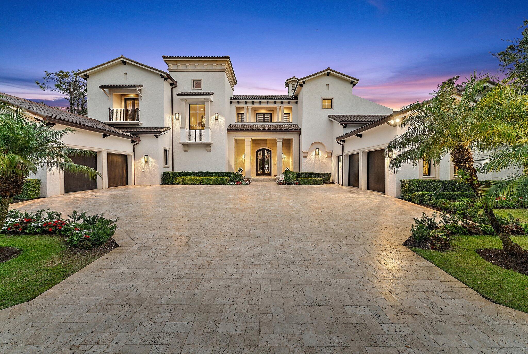 This sophisticated transitional estate offers five bedrooms with seven and half baths with expansive golf and lake views within the prestigious Bears Club.  The location of this property provides for walking distance to the clubhouse, practice facility and Par 3 course.  This home has been recently updated and offers upper tier finishes throughout.  The home features a first floor primary suite with separate baths and large custom closets, a private office/study, billiards room and a beautifully appointed media room.