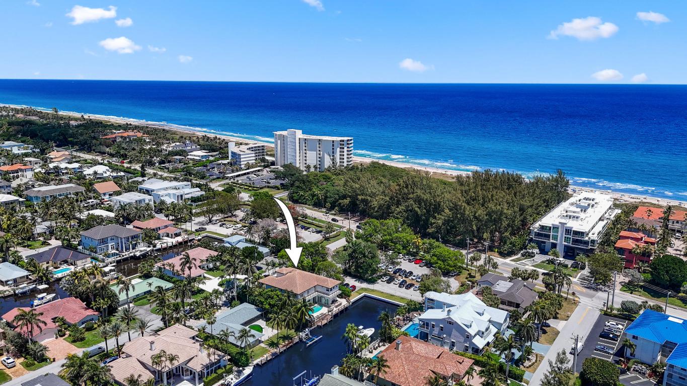 Step into coastal luxury with this beautifully remodeled waterfront home, offering 75 feet of frontage, a private dock, and just 300 steps to the beach. Featuring 6 bedrooms plus a dedicated office, the flexible layout is ideal for work-from-home living while providing privacy and comfort for family and guests. Cruise straight to the ocean with no fixed bridges, or take a short boat ride to the vibrant dining and shops along Atlantic Avenue and Linton Boulevard. The backyard's southern exposure fills the heated saltwater pool and outdoor entertaining areas with all-day sun, enhanced by Sonos speakers inside and out. Originally built in 1980, and majority reconstructed in 2017 when they installed all new electrical, hurricane impact windows, and roof. The foundation has also been raised 6 feet, and is well above the flood plain. The kitchen is equipped with an oversized fridge, double ovens, and a gas stove. 

The layout of the home features the main living space on the first floor and one room with an en-suite bathroom, for anyone with a preference to sleep downstairs. And there are 5 oversized bedrooms and an office on the second level. The spiral staircase leads to a third level with access to a widows peak giving you an expansive view of Delray Beach.

Whether you're seeking a primary residence, vacation getaway, or a lucrative investmentwith no rental restrictionsthis home offers exceptional opportunity in one of Delray Beach's most desirable locations. A must-see. Schedule your private tour today!