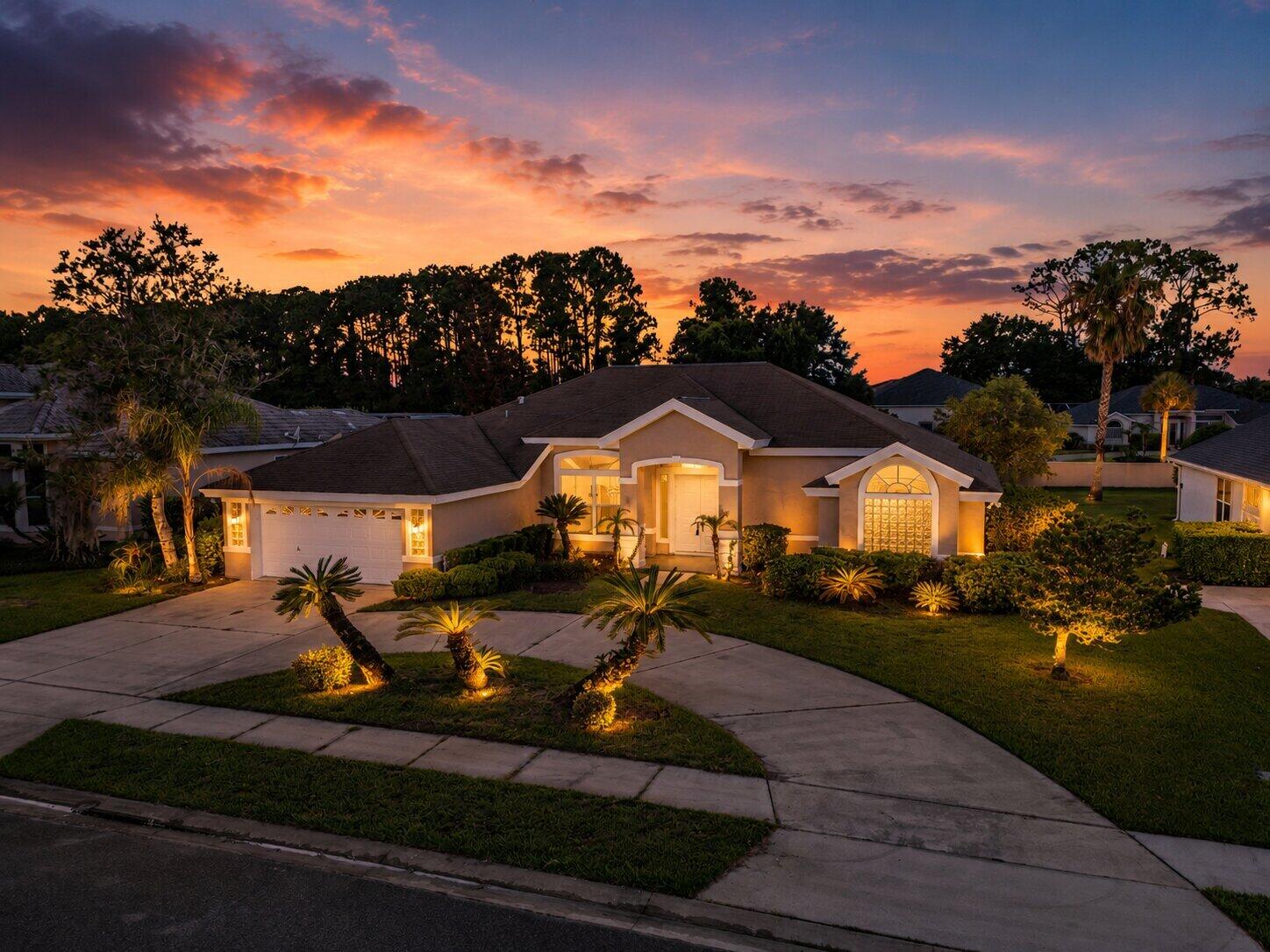 Welcome to this spacious single-story residence within the Windsor Court subdivision in the highly acclaimed Spruce Creek Fly-In! This thoughtfully designed home offers functionality, convenience, new kitchen appliances and has generous bedroom spaces with three full bathrooms, providing ample room for comfortable living. The open floor plan maximizes the interior layout, while the circular driveway and two-car garage provides convenient parking and storage. Located within the well known and established Spruce Creek Fly-In community, this property presents an excellent opportunity for those seeking a well-proportioned home with functional design in a convenient Port Orange location.