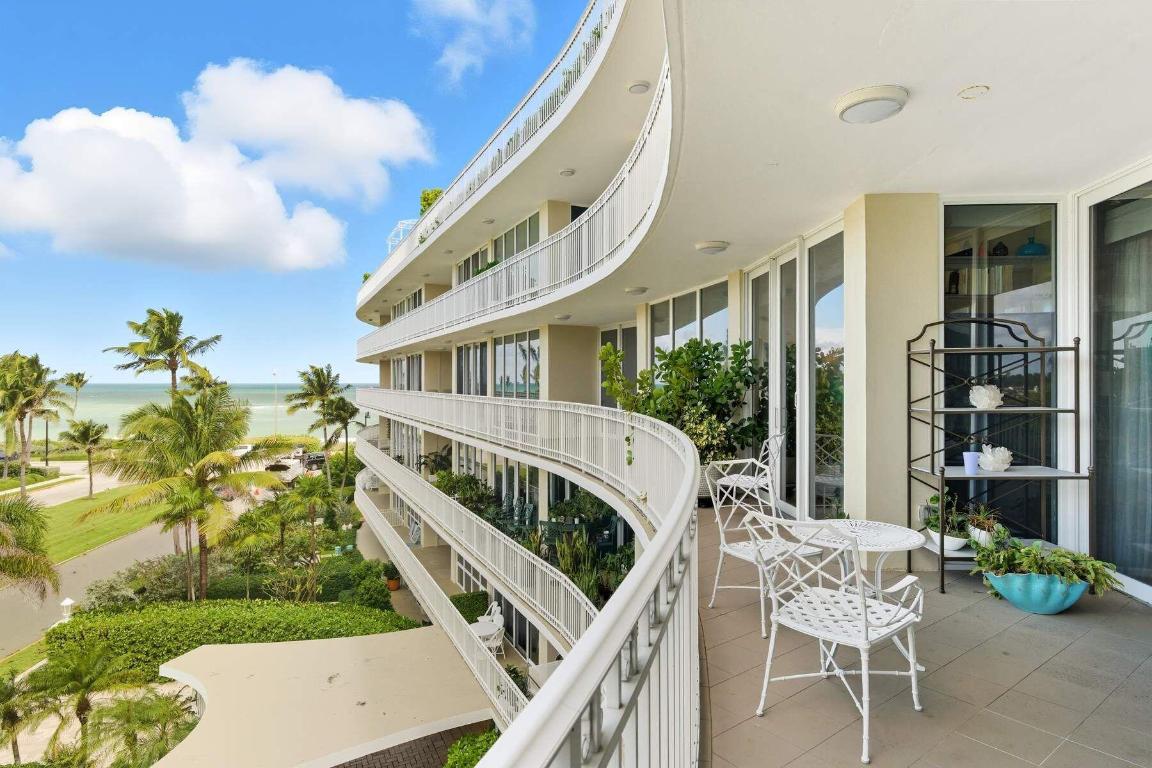 This is a very special location-at the beachfront end of Royal Palm Way with views east to the blue Atlantic and unimpeded views north over the treetops to the Breakers. Very large for an in-town 2 bedroom, F4 has over 2,000 sqft of living space and was renovated with an eye to making the most of the layout's opportunities for water views. You'll wake to ocean sunrises from the primary bedroom and delight your guests with their bedroom's own access to the water view terrace. The apartment has high ceilings, full impact glass and loads of storage space. Very unusually for a 2 bedroom apartment it has 3 AC zone for maximum comfort. Add in a full-time doorman and building manager, garage parking and a back door gate to the beach and you have one pretty idyllic Palm Beach home.