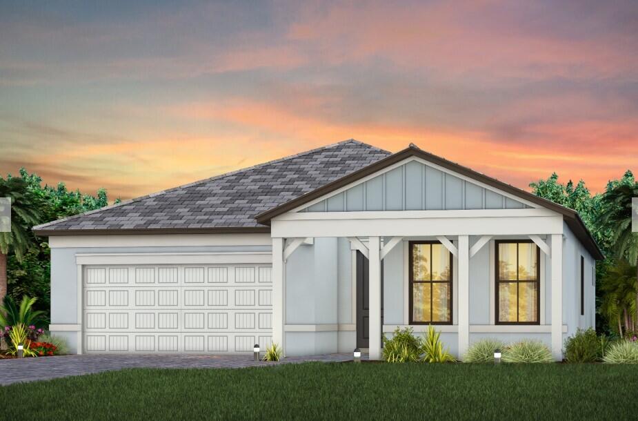 NEW CONSTRUCTION:  Gorgeous long lake view in Hendrix Reserve.  Enjoy entertaining in your built in kitchen with welcoming island or open the sliders and move the party out to your oversized covered lanai and relax watching sunsets on the water.   Oversized tiles flow seamlessly throughout the home.  Estimated completion is August.  Come lock in the future promise of your new home today!