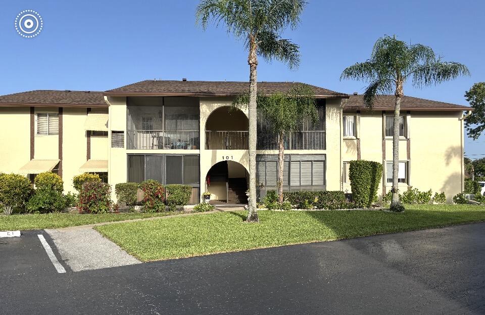Lovely 2 bedroom 1 bath condo on the 2nd floor with white tile floors. Wood cabinets with a formica countertop.  Complete set of hurricane shutters. Ne roof in 2022. Priced to sell!!