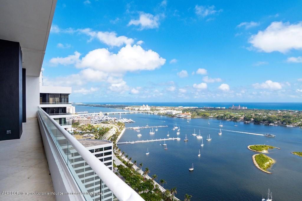 Living the Grand lifestyle in the heart of the Palm Beaches. This spacious 4,500 sq. ft. Penthouse is located on the 33rd floor at Trump Plaza a luxury waterfront high-rises downtown WPB.
  Spectacular panoramic water and city views of Palm Beach Island, WPB the intracoastal Waterway, and the Atlantic Ocean.
The Grand Penthouse amenities include finishing touches like floor to ceiling glass walls and doors, fresh paint, carpet, custom stone finishes, and boasts 13' 1/2 foot high ceilings, marble floors, double master suites, wood burning fireplace, Media room can convert to a lrg. 3rd bedroom.  Spacious and spectacular unobstructed views, east, south and west. 2 parking spaces. 24-hour doorman/concierge, security, State of the art fitness center, 2 swimming pools, tennis court, full time Manager and assistant, valet parking.