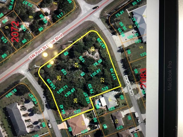 5 lots with PSL Blvd frontage and 2 side streets with access. Ideal for business that needs a drive thru, Bank, etc.