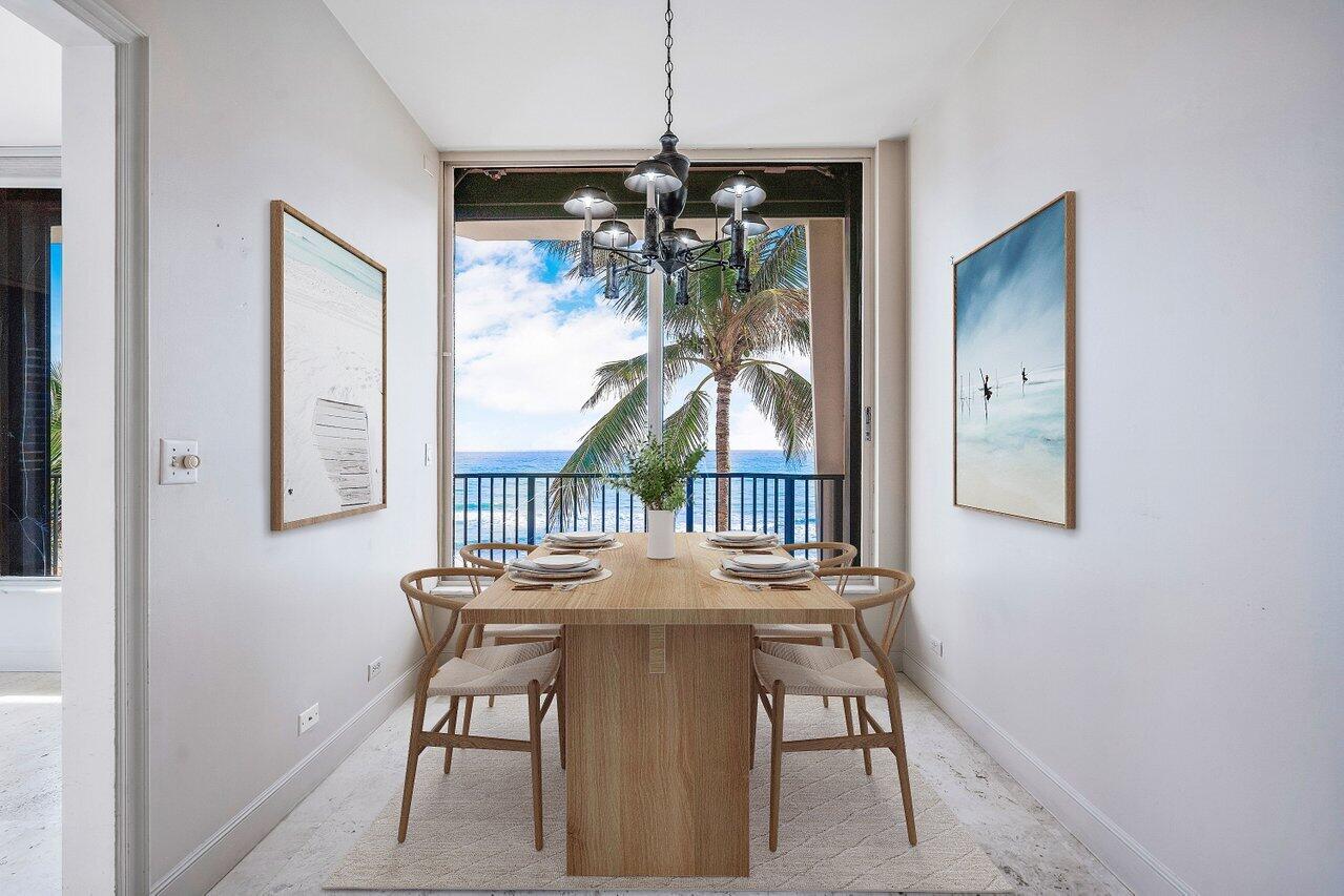 Exquisite find available at the highly coveted downtown Palm Beach boutique condo, Dunster House.
This NE facing Oceanfront with great views of the Atlantic features a wonderful terrace,  high ceilings and a flexible floorplan that is ready for your personalization.
The building offers full time manager, pool, Fitness room  24-hr doorman and the beach at your fingertips.