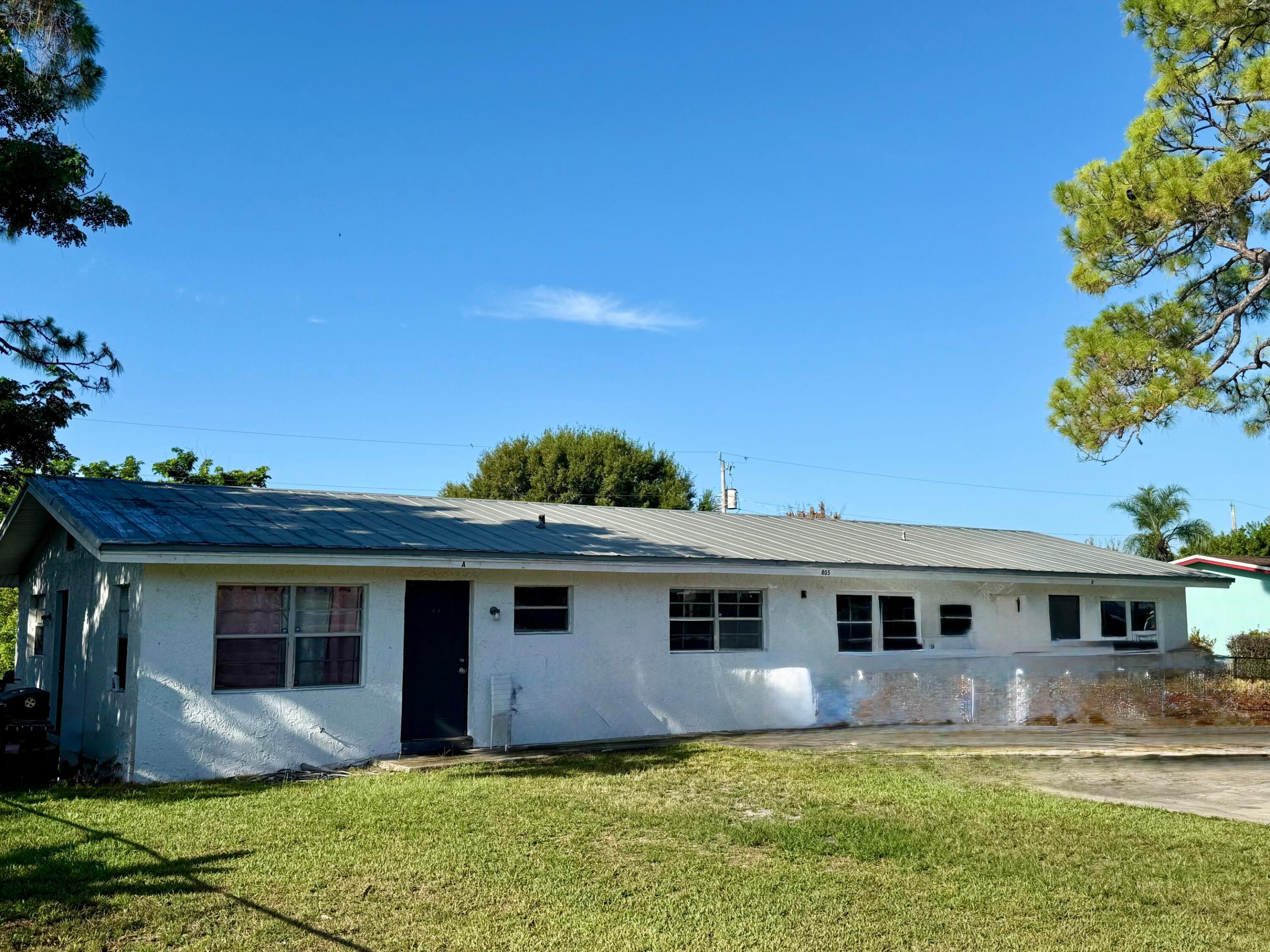 Concrete block duplex.  2 bedrooms 1 bath each side.  Unit B interior has been remodeled including impact windows about 1 1/2  years ago.  This duplex is on city water and has a newer drainfield (about 3 years old). Metal roof(2001) Great rental location as there is mostly single family homes on this street. Currently generating $3,147 per month gross income(both tenants are on month to month).  If sold together as a package with duplex at  922/924 Skylark price will be $645,000.