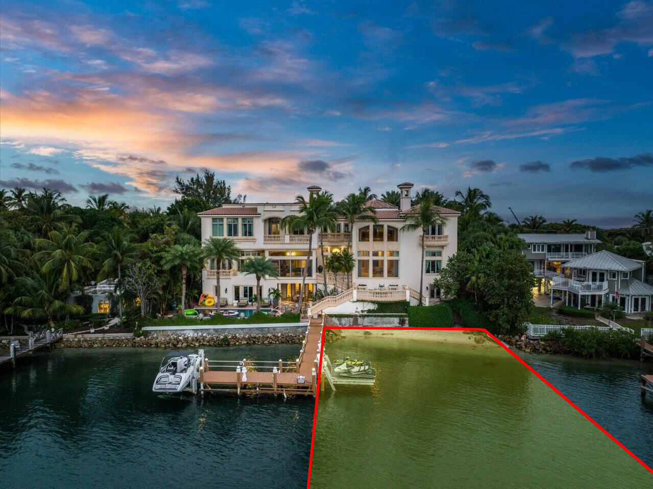 Consists of 1 FEE SIMPLE privately owned water lot plus small sandy beach area west of 3090 S. Ocean Blvd. previously owned by the State of Florida. NOT SOVEREIGN LAND. Perfect for private moorings area, dock expansion, fish farm or just for privacy. Available completely separately from and potentially in addition to a buyer considering the purchase of adjacent property in Manalapan. Will accommodate 112ft yacht which is maximum for 3090 SOB. Additional lots/lot packages available priced from $5,000,000 to $18,000,000.