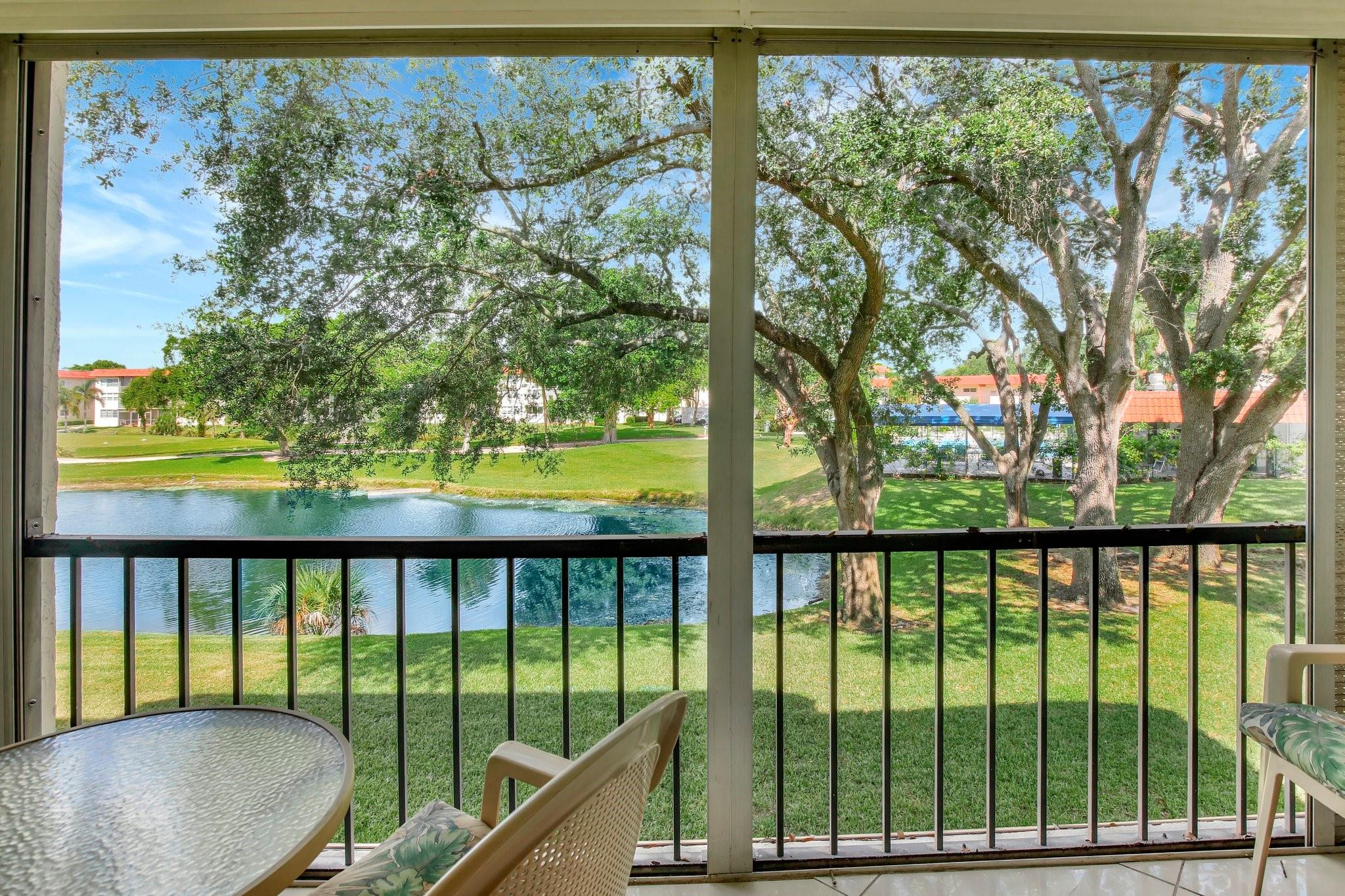 Bright Full Two Bedroom Corner With Water View On Par 3 Golf Course-Large Tiles Throughout The Condo-Upgraded White Kitchen With Granite Counters and Large Breakfast Bar-Can Be Turnkey For New Owner-Tastefully Painted and Decorated-Paid up rec lease-May Have Small Pet To 20 Lbs-Cable TV and Internet Included-Free golf, 14 tennis courts, 7 pools, theater, fitness center, restaurant, 24-hour security, Assoc. represents housing for older persons authorized (HOPA)..   *** IMPORTANT! See Broker Remarks below for occupancy qualifications. Free golf, 24-hour security, tennis, restaurant, bus, theatre, fitness center, and more