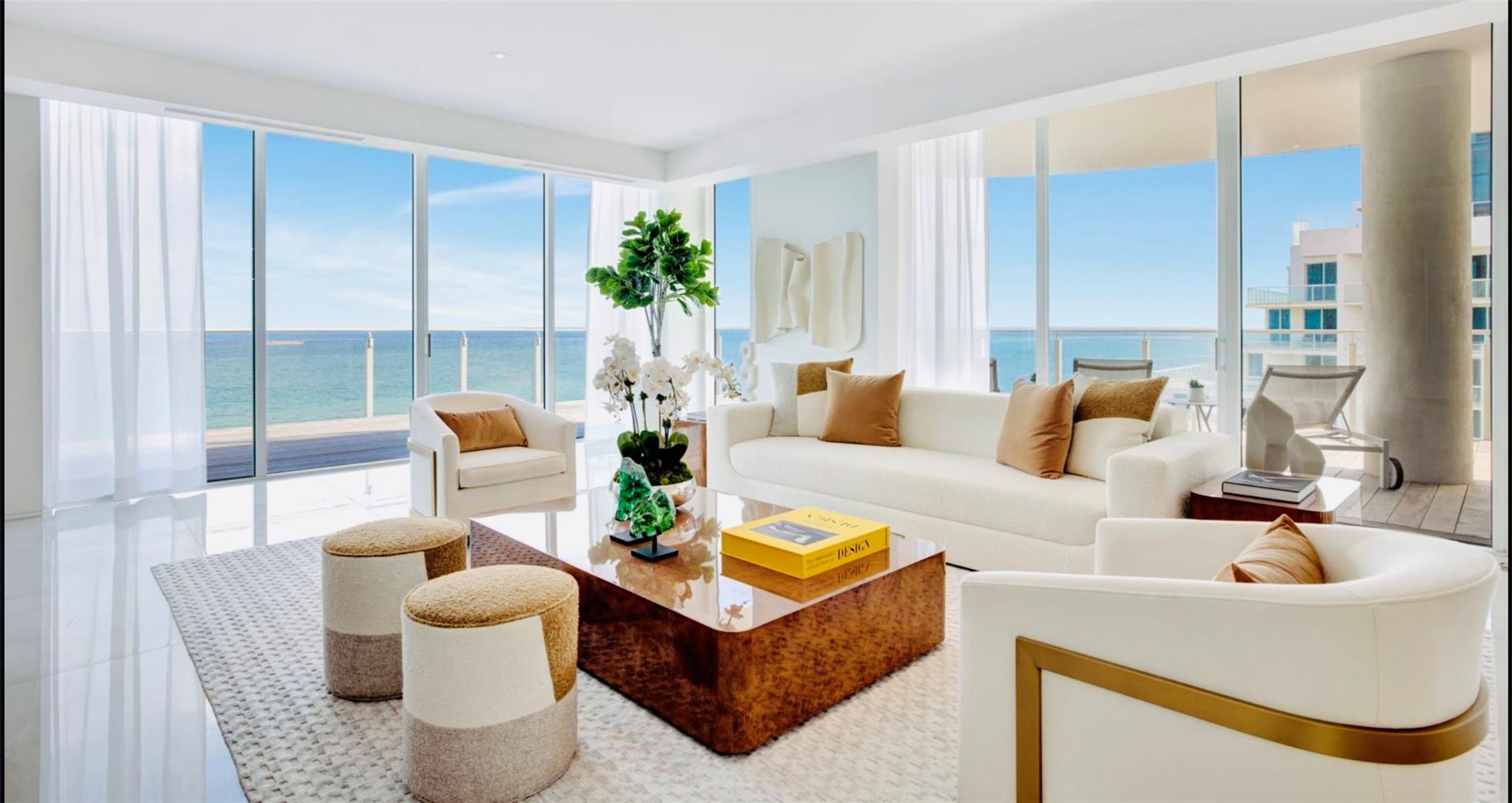 BRAND NEW FOUR SEASONS SOUTHEAST CORNER OCEANFRONT PRIVATE RESIDENCE, 20th floor, lower level penthouse with 4 bedroom with den(5th bedroom), 5 1/2 bath and encompasses majority of southern half of this floor. VIP private entry into your private foyer. Dramatic floor to ceiling glass and gracious open terraces afford you ample natural light throughout the home. Gourmet kitchen with custom lacquered cabinetry, Sub Zero and Wolf appliances. Direct oceanfront owners retreat optimizes stunning waterfront views. Abundant closet space throughout this luxury residence. Baths are adorned with signature marble, custom oak cabinetry, and brushed nickel Waterworks fittings.