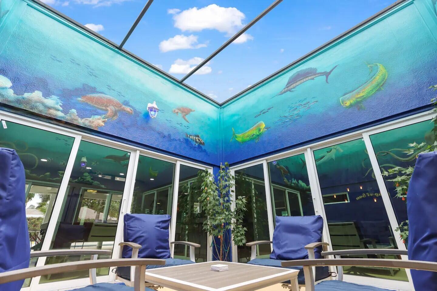 Unique beach home on Hutchinson Island, step inside and you will fall in love. This home is centered around a one of a kind, screened in atrium/ 'Seaquarium' in the middle of the home creating a true Zen atmosphere. This home offers a refreshing & bright feel inside and move in ready condition. Gorgeous backyard with luscious landscaping, a large heated & salt water swimming pool & fully fenced. Full impact windows and doors throughout. Metal roof. Newer Ac's & pool equipment. Laundry room. Oversized 2 car garage & large driveway great for boat, trailer or RV. 5 minute walk to the beach, and 10 minute walk to the Jetty with great restaurant options. Great air bnb, vacation home or primary residence. This is a great time to purchase in Hutchinson Island, with lots of redevelopment going on.