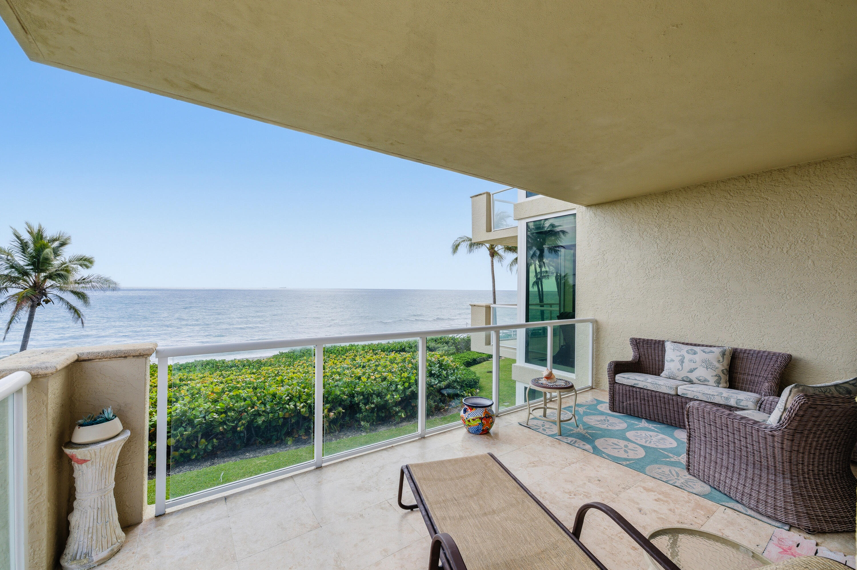Experience luxury coastal living in this gorgeous oceanfront condo featuring 3 bedrooms and 2.5 baths. Enjoy breathtaking panoramic ocean views and exceptional privacy from the expansive wraparound balcony. A private elevator entrance opens directly into this spacious residence, where stunning water views can be seen throughout the entire unit. The large living and dining areas are beautifully maintained and in immaculate condition. Located on prestigious Hillsboro Mile, this boutique 76-unit building offers an exclusive lifestyle with exceptional amenities, including a two story fitness center, social room, valet parking, and 24-hour security. Pet owners will appreciate the on-site dog park, while boating enthusiasts can enjoy the beautiful marina and abundant parking.  Relax by the heated oceanfront pool and jacuzzi, both offering truly breathtaking surroundings. Most importantly, residents enjoy access to a private beach, creating a remarkable resort-style lifestyle unlike any other.