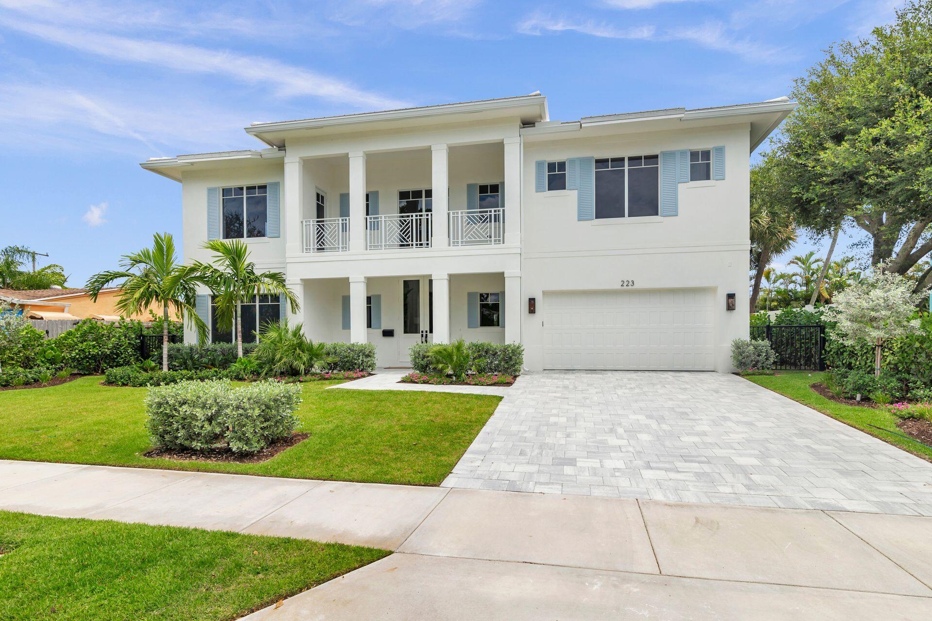 With over 6200 total square feet in the residence, this five bedroom, five and a half bathroom NEW CONSTRUCTION home offers beautiful living spaces and outdoor comfort on an Intracoastal block in SoSo. Positioned on a 7,645 lot, the house features white oak wide-plank hardwood floors with ten foot ceilings and multiple living/family rooms including an upstairs loft/den. The generous kitchen boasts a double island perfect for extensive entertainment ease with a double oven, Thermador appliances, and an adjoining  dining room. The exterior offers a comfortable loggia including a summer kitchen and grill, & a heated pool. DISCLAIMER: The written and verbal information provided including but not limited to prices, measurements, square footages, lot sizes, calculations and statistics have been obtained and conveyed from third parties such as the applicable Multiple Listing Service, public records as well as other sources. All information including that produced by the Sellers or Listing Company are subject to errors, omissions or changes without notice and should be independently verified by any prospect for the purchase of a Property. The Sellers and Listing Company expressly disclaim any warranty or representation regarding all information. Prospective purchasers' use of this or any written and verbal information is acknowledgement of this disclaimer and that Prospects shall perform their own due diligence. Prospective purchasers shall not rely on any written or verbal information provided when entering a contract for sale and purchase. Some affiliations may not be applicable to certain geographic areas. Copyright 2023 Listing Company. All Rights Reserved.