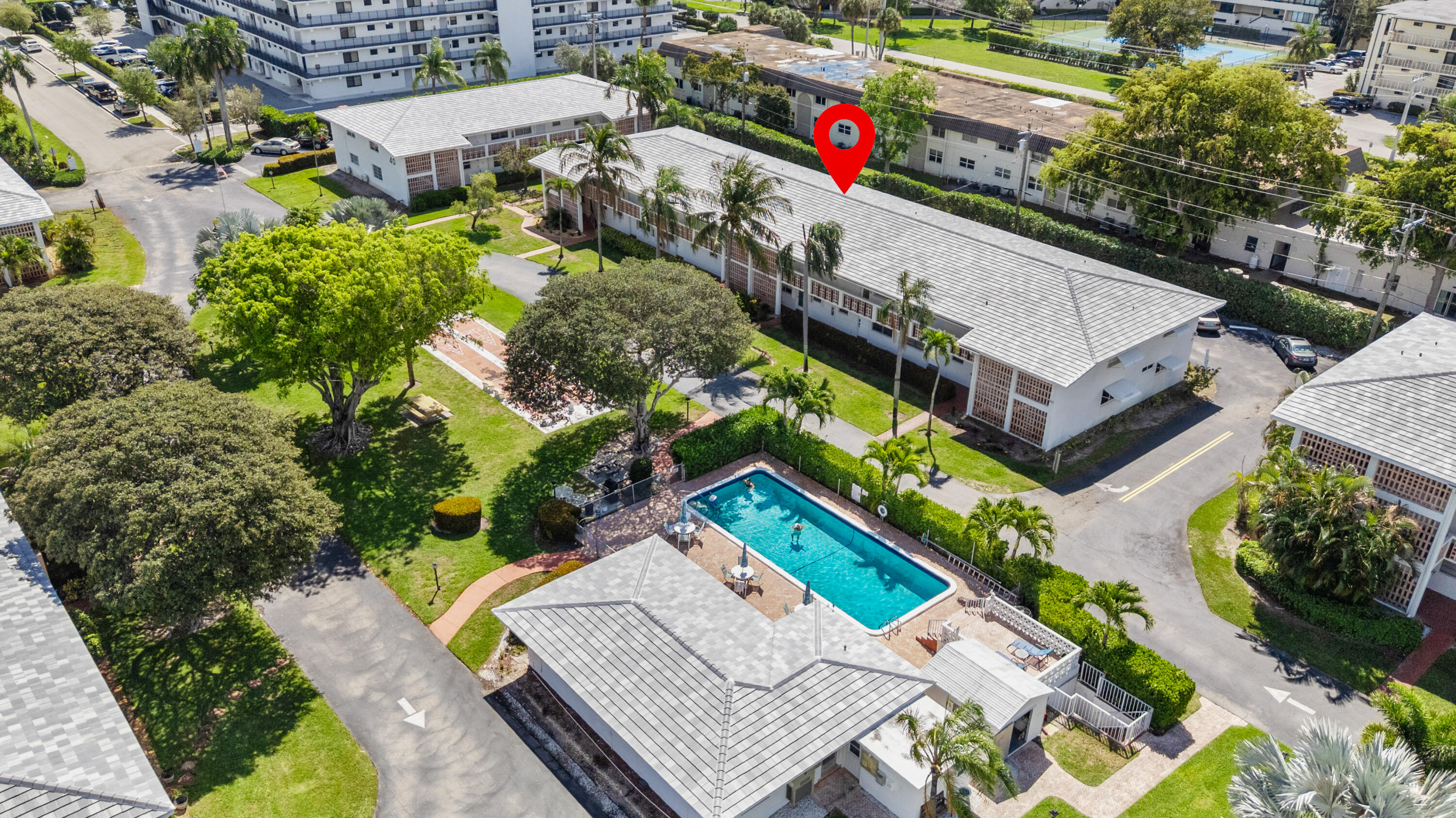 Palm Royal condo community is tucked away from hustle and bustle of the city of Boca Raton! This light and bright condo is priced to sell offering 1 bedroom and 1 bath with a covered screened patio located on the 2nd floor pool views. Covered screened patio off the master bedroom with generous closet space. Enjoy being near all of the conveniences of stores, restaurants and shopping! Association says 55+community.  No rentals first 2 years of ownership.
