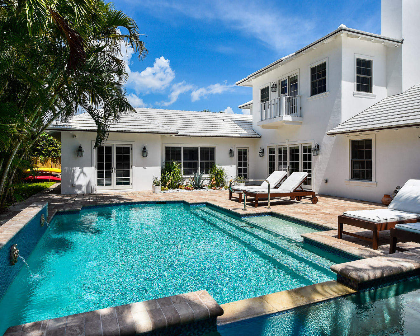 Lovely new home situated on a private lot with a high elevation on coveted Ocean Terrace in the North End of Palm Beach, just a few homes from the Ocean. Open floor plan with a large living room and family room with French doors leading out to the pool and summer kitchen. Custom state of the art kitchen, marble baths and an elevator that goes to the 2nd floor offering a spacious master suite and a separate office, his and her baths, and large closets. Wood floors throughout, custom lighting, 2 car garage with a large driveway, and a gorgeous pool area. All hurricane impact windows and doors. Ocean Terrace has a deeded wide beach for Ocean Terrace homeowners with a new cabana offering rest rooms, kitchen and barbeque, a plus to an already wonderful home. 24 hr notice Short drive to Worth Avenue, restaurants and cultural centers.