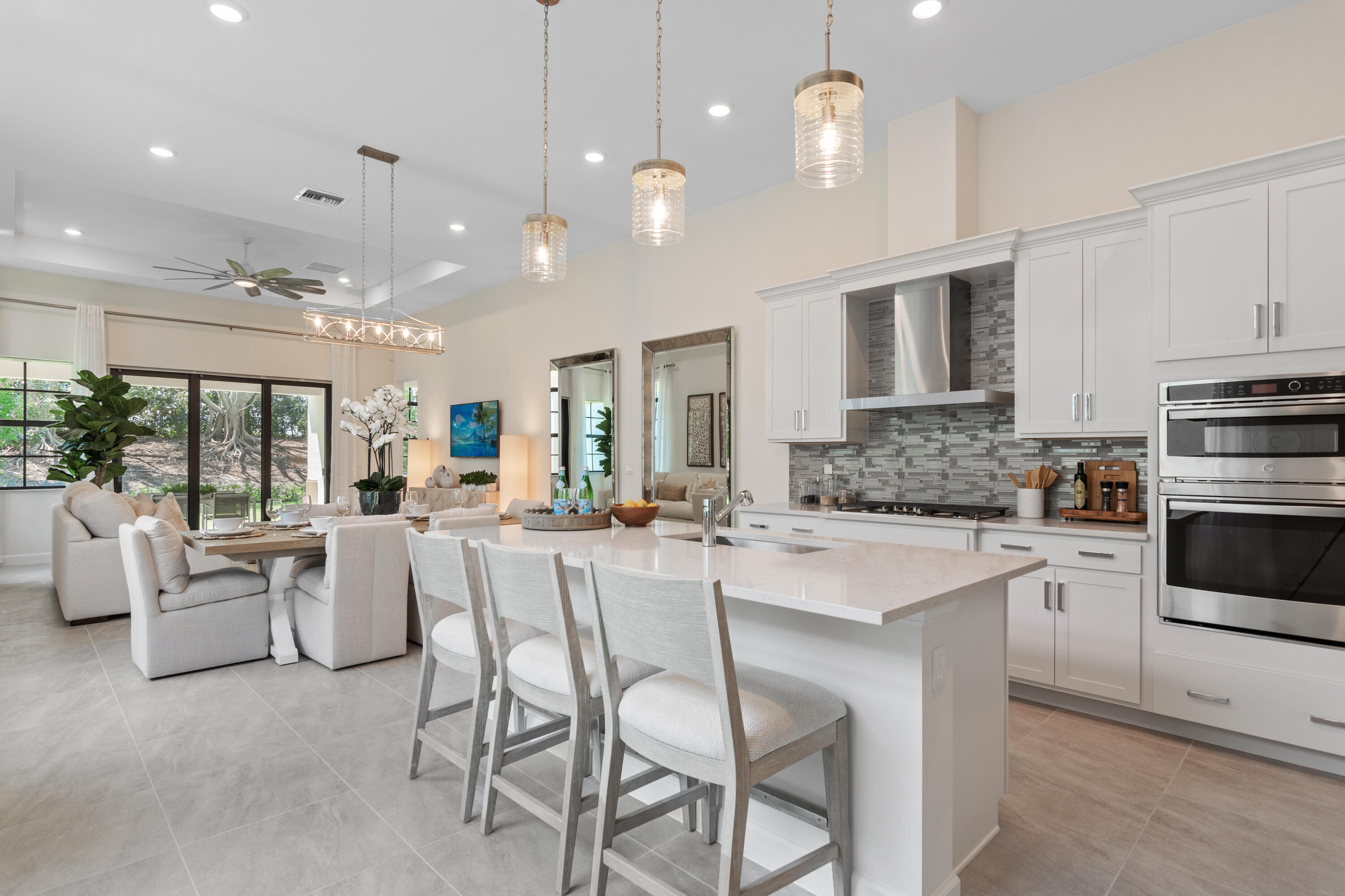 This single-story home combines low-maintenance living with plenty of room to grow and entertain. Upon entry, a seamless open-concept layout is situated among the kitchen, dining room and living room, with a covered terrace to provide outdoor moments. On the opposite side of the home, there are two secondary bedrooms split by a Jack-and-Jill style bathroom for enhanced livability. In a private corner, the owner's suite provides a tranquil retreat with a spa-style bathroom and walk-in closet. Photos are for illustrative purposes only. Tesoro Club is manned and gated with roving patrol and has incredible onsite amenities including two clubhouses, a golf course and luxe, resort-inspired swimming pools. Photos are for illustrative purposes only.