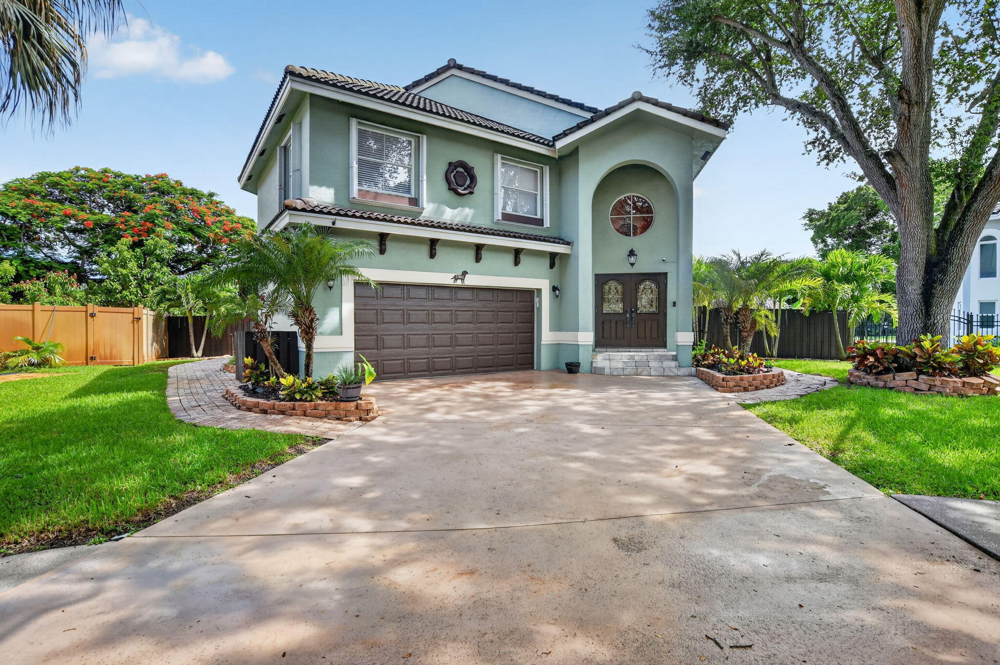 Welcome to this well-appointed SMART home in GATED Sable Pass. This 4-bedroom, 2.5-bathroom residence offers 2,644 square feet of thoughtfully designed living space across two stories. This single-family home, located at the end of a private cul-de-sac, features a 2-car garage and the most incredible outdoor PRIVATE fenced-in backyard pool oasis with no rear neighbor! Plenty of space for a growing family. Close to everything awesome (top-rated schools, shopping, dining, public parks and more!) in both Parkland AND West Boca Raton. 20 minutes east to the beach. 15 minutes south to watch the Florida Panthers go for their third Stanley Cup! Amazing neighbors, beautiful, aged, tree-lined streets in a community of homes with lots of character. Low monthly HOA of $110. Seller says SELL ASAP!  SMART controls: Lighting Smart switches Pool light  sprinklers Ring cameras  Garage door Impact  Keys for shutters, except for front door and window above door, which has panels with keys for shutters.  New outlets New baseboards  New smart switches  Appliances 4 years old  Bar fridge works Roof 2021/2022 by Astro roofing  Laminate is covering Terrazzo floors in kitchen and front entrance not under tile A/c  2021 All new toilets  Attic finished and climate controlled and it has hook in a/c climate controlled and large storage in attic.  South facing backyard  Front north-facing  $100/month paid quarterly  Covers the gate & Common area Super nice neighbors