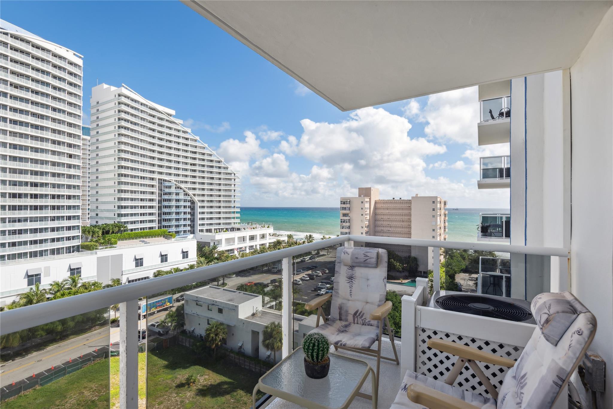 Escape to your coastal haven! Step into luxury with this bright turn-key, fully remodeled, fully furnished unit, your only packing requirement is your toothbrush. 1 block from the ocean and 1 mile from Hugh Taylor Birch State Park. Wake up to the sight of the sunrise over the direct ocean views from your private balcony, wind down with captivating views of the intracoastal to the west. Nestled in Fort Lauderdale's heart, surrounded by restaurants, hotels and the festivities of the renowned boat show. Watch mega yachts glide by. Whether vacation or full-time residence, this unit blends tranquility and city life. Don't miss this chance to own a slice of Fort Lauderdale's coastal paradise! You're not just buying a property, you're investing in a lifestyle! HOA also includes fiber optic wifi.