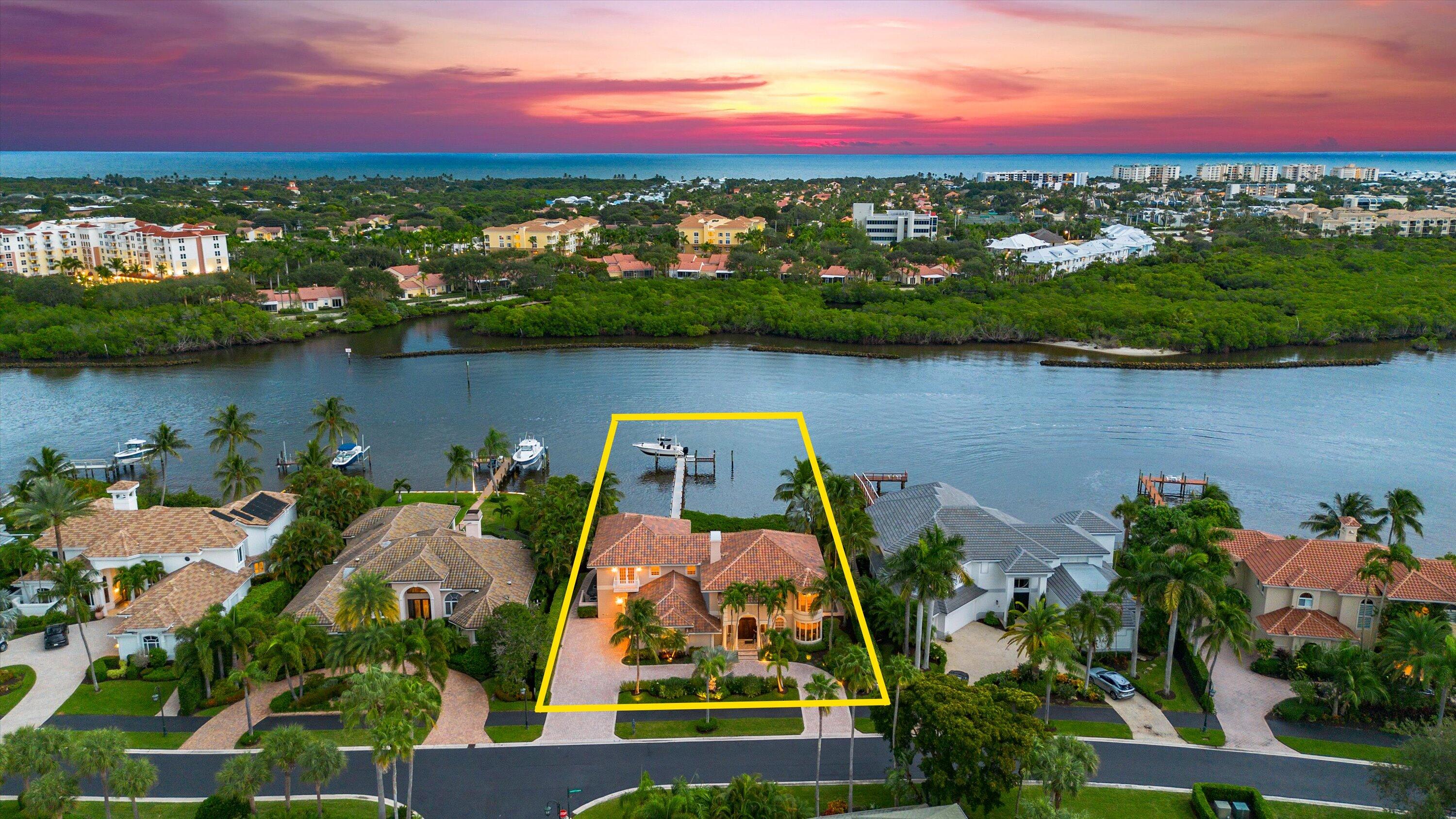 Opportunities along the prestigious Intracoastal Waterway within Jonathan's Landing, on exclusive Casseekey Island, are exceptionally rare—especially under $10 million. This remarkable residence commands unobstructed, forever views of the Intracoastal, offering a front-row seat to Jupiter's most captivating waterfront sunsets and tranquil boating lifestyle. Meticulously maintained, the home spans approximately 4,381 square feet of living space and features four bedrooms, five full and one half baths, and a spacious three-car garage. A 2023 roof, hurricane-impact windows and doors, and three new air-conditioning systems provide peace of mind, while 22-foot soaring ceilings in the grand great room frame breathtaking water views the moment you enter. SEE ADDENDUM The thoughtfully designed split floor plan offers both openness and privacy, creating the perfect balance for everyday living and elegant entertaining.  Nestled within one of Jupiter's most distinguished country club communities where membership is available but never mandatory this residence blends exclusivity with convenience, just moments from I-95, the Florida Turnpike, Palm Beach International Airport, and Jupiter's finest dining and shopping.  An exceptional value in a premier waterfront setting, this is a rare opportunity to secure refined Intracoastal living in one of Jupiter's most coveted enclaves. Schedule your private showing and experience the lifestyle reserved for the fortunate few.