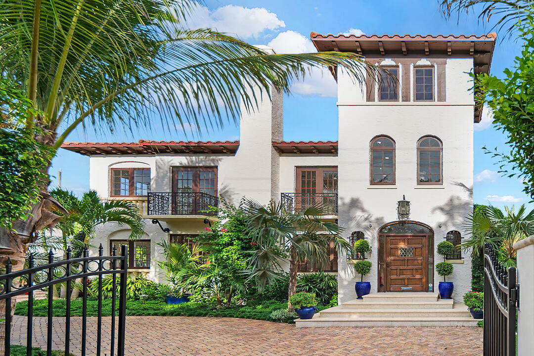 Enchanting Historic El Cid Gated Mediterranean Estate Located on a sprawling 125x75 lot, this property has been exquisitely and extensively renovated and restored, honoring the architecture and design of its 1926 build. Stunning pecky cypress details, wrapped in windows, the light filled spaces offer well scaled rooms ideal for entertaining. 
Newly renovated kitchen features custom cabinetry, Haifa countertops, Dacor gas range and a Chicago brick wine room and back splash. The expansive living room has a historically designed, new cast stone, wood burning fireplace, refinshed original wood flooring and high ceilings. New features include, 2020 barrel tile roof, new Generac 25kw generator for the main residence, new custom  35'x17' heated pool with salt filtration system, luxurious new primary bathroom with book matched 3cm marble floors, claw foot tub and custom sauna. There is also an extremely rare and architecturally significant 3rd floor Turret. This residence offers a two car garage and a fully renovated 1 bedroom Guest cottage with fully appointed kitchen and custom built-in, living room. This coveted El Cid residence is ideally located close to Worth Ave, Beaches, Norton Art Museum, Rosemary Square and Palm Beach International Airport.