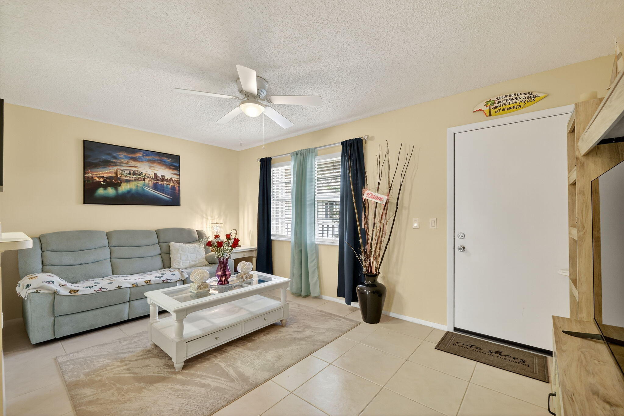 Reduced $10, 500 from previous listing! Very motivated seller!  Welcome to this Beautiful Maintained, fully furnished unit in 55+ community. This 1 bedroom 1 bath offers comfortable low maintained living in peaceful community.  Step inside to a bright & welcome Living area. A practical Kitchen with storage & dining space perfect for meals. The Bedroom features wall to wall closets & entrance to balcony. This unit has an advantage that it has its own washer & dryer in the storage closet which is off balcony. Just bring your toothbrush! Location! Location! Location!  Near shopping, beaches, hospital!