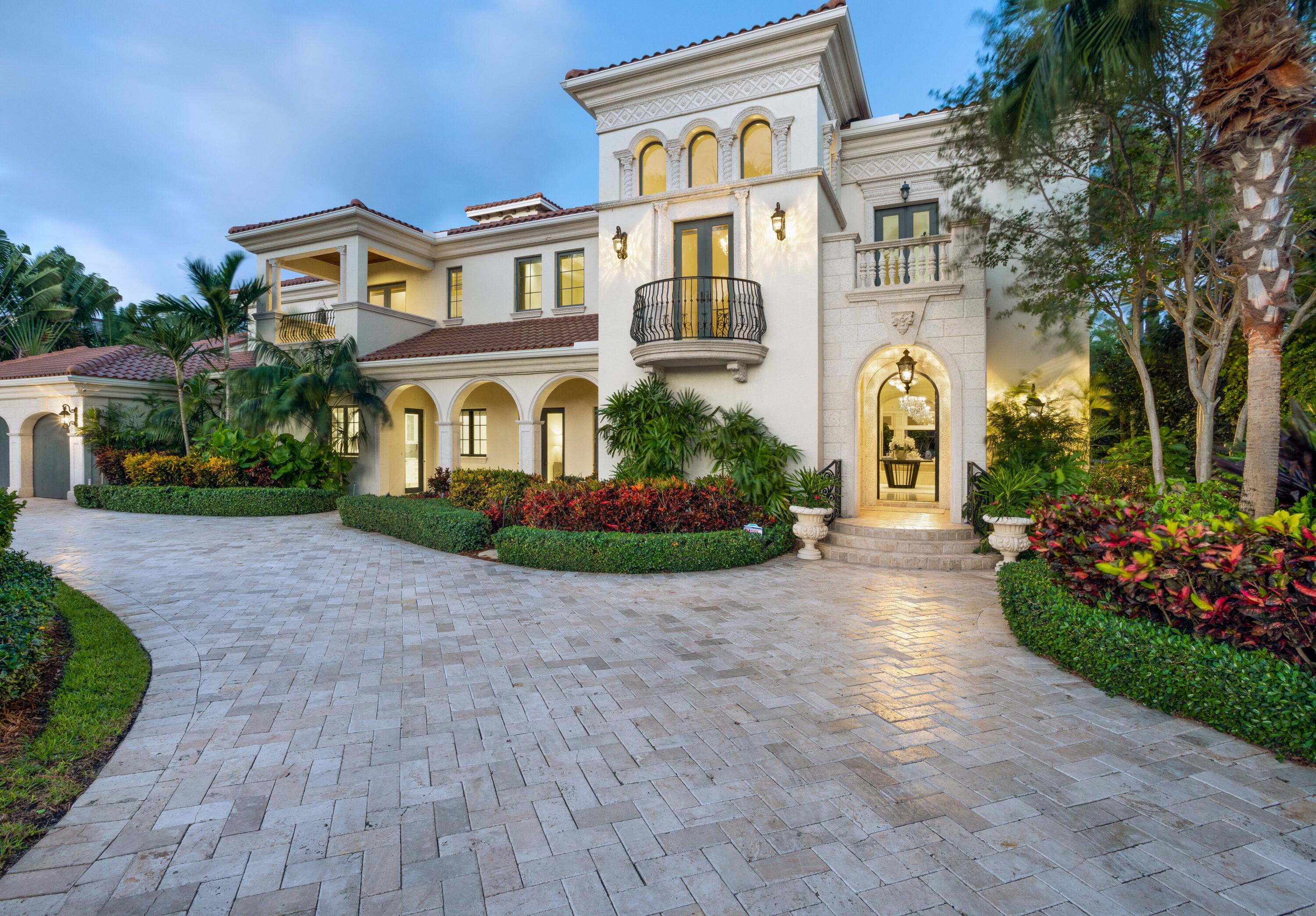 On this marvelously landscaped half-acre property with stately formal gardens, a dock and 135± feet on the Intracoastal Waterway, residents enjoy spectacular sunset views from the loggias and balconies of this magnificent estate. The panoramic water-view grand loggia features a tremendous seating area with a fireplace and wet bar, perfect for gracious entertaining, as well as for intimate dining alfresco. Set within the expansive lush, green-carpeted lawn, the sun-splashed pool, with a fountained waterfall spa, overlooks the Intracoastal Waterway as its dramatic backdrop.

Unparalleled magnificence, timeless beauty, incredible Intracoastal Waterway sunset views, and every desirable luxe amenity combine to create the ultimate Boca Raton, South Florida oasis at this five-bedroom, European-inspired, waterfront masterpiece, with 11,612± total square feet.  An exquisite marble reception room, with a wrought-iron embellished stairway and elevator vestibule, introduces the grand salon, which is finished with rich mahogany flooring, a designer coffered ceiling, a stone-carved fireplace, and a bank of French doors that open to the Intracoastal-view pool deck and loggia. An elegant gallery, with arches supported by columns, connects the estate's first-floor public rooms. The elegant formal dining room, crowned by a double-tray ceiling, is appointed with a buffet, and garden views are offered through French doors that open to the front loggia. A  spacious marble wet bar connects the dining room to the gourmet kitchen, which serves the adjoining breakfast room and family room. With a massive center island that can accommodate seating, the marble-appointed kitchen is fitted with professional-grade appliances and finely crafted custom cabinetry. The breakfast room, finished with mahogany built-in cabinetry, opens to the pool-view loggia, as does the capacious mahogany-paneled family room, which features a fireplace and full wet bar with a wine cellar. Just adjacent is the fully equipped theater. The second-floor landing expands into a richly paneled office/living room, which serves the opulent primary suite, a VIP suite and two guest bedroom suites. A sanctuary of serenity, the primary suite comprises a luxurious bedroom, with a fireplace, joined by two spa-inspired opulent marble bathrooms, dressing room, and custom fitted closets, as well as a private office and private sitting room, both which open to a private balcony. The VIP suite also opens to a private water-view balcony. Coming with this estate are two laundry rooms, a three-car garage and back-up generator. In all, this magnificent estate provides a unique opportunity to experience a luxury lifestyle at its most refined.

Prior to scheduling a showing, Seller requires a Letter Of Financial Capability from a US bank be providing to Listing Broker.

Set within the expansive lush, green-carpeted lawn, the sun-splashed pool, with a fountained waterfall spa, overlooks the Intracoastal Waterway as its dramatic backdrop.  Unparalleled magnificence, timeless beauty, incredible Intracoastal Waterway sunset views, and every desirable luxe amenity combine to create the ultimate Boca Raton, South Florida oasis at this five-bedroom, European-inspired, waterfront masterpiece, with 11,612± total square feet.  An exquisite marble reception room, with a wrought-iron embellished stairway and elevator vestibule, introduces the grand salon, which is finished with rich mahogany flooring, a designer coffered ceiling, a stone-carved fireplace, and a bank of French doors that open to the Intracoastal-view pool deck and loggia. An elegant gallery, with arches supported by columns, connects the estate's first-floor public rooms. The elegant formal dining room, crowned by a double-tray ceiling, is appointed with a buffet, and garden views are offered through French doors that open to the front loggia. A  spacious marble wet bar connects the dining room to the gourmet kitchen, which serves the adjoining breakfast room and family room. With a massive center island that can accommodate seating, the marble-appointed kitchen is fitted with professional-grade appliances and finely crafted custom cabinetry. The breakfast room, finished with mahogany built-in cabinetry, opens to the pool-view loggia, as does the capacious mahogany-paneled family room, which features a fireplace and full wet bar with a wine cellar. Just adjacent is the fully equipped theater. The second-floor landing expands into a richly paneled office/living room, which serves the opulent primary suite, a VIP suite and two guest bedroom suites. A sanctuary of serenity, the primary suite comprises a luxurious bedroom, with a fireplace, joined by two spa-inspired opulent marble bathrooms, dressing room, and custom fitted closets, as well as a private office and private sitting room, both which open to a private balcony. The VIP suite also opens to a private water-view balcony. Coming with this estate are two laundry rooms, a three-car garage and back-up generator. In all, this magnificent estate provides a unique opportunity to experience a luxury lifestyle at its most refined. Prior to scheduling a showing, Seller requires a Letter Of Financial Capability from a US bank be providing to Listing Broker.

DISCLAIMER: Information published or otherwise provided by the listing company and its representatives including but not limited to prices, measurements, square footages, lot sizes, calculations, statistics, and videos are deemed reliable but are not guaranteed and are subject to errors, omissions or changes without notice. All such information should be independently verified by any prospective purchaser or seller. Parties should perform their own due diligence to verify such information prior to a sale or listing. Listing company expressly disclaims any warranty or representation regarding such information. Prices published are either list price, sold price, and/or last asking price. The listing company participates in the Multiple Listing Service and IDX. The properties published as listed and sold are not necessarily exclusive to listing company and may be listed or have sold with other members of the Multiple Listing Service. Transactions where listing company represented both buyers and sellers are calculated as two sales. The listing company's marketplace is all of the following: Vero Beach, Town of Orchid, Indian River Shores, Town of Palm Beach, West Palm Beach, Manalapan Beach, Point Manalapan, Hypoluxo Island, Ocean Ridge, Gulf Stream, Delray Beach, Highland Beach, Boca Raton, East Deerfield Beach, Hillsboro Beach, Hillsboro Shores, East Pompano Beach, Lighthouse Point, Sea Ranch Lakes and Fort Lauderdale. Cooperating brokers are advised that in the event of a Buyer default, no financial compensation will be paid to a cooperating Broker on the Deposits retained by the Seller. No financial compensation will be paid to any cooperating broker until title passes or upon actual commencement of a lease. Some affiliations may not be applicable to certain geographic areas. If your property is currently listed with another broker, please disregard any solicitation for services. Copyright 2022 by the listing company. All Rights Reserved.