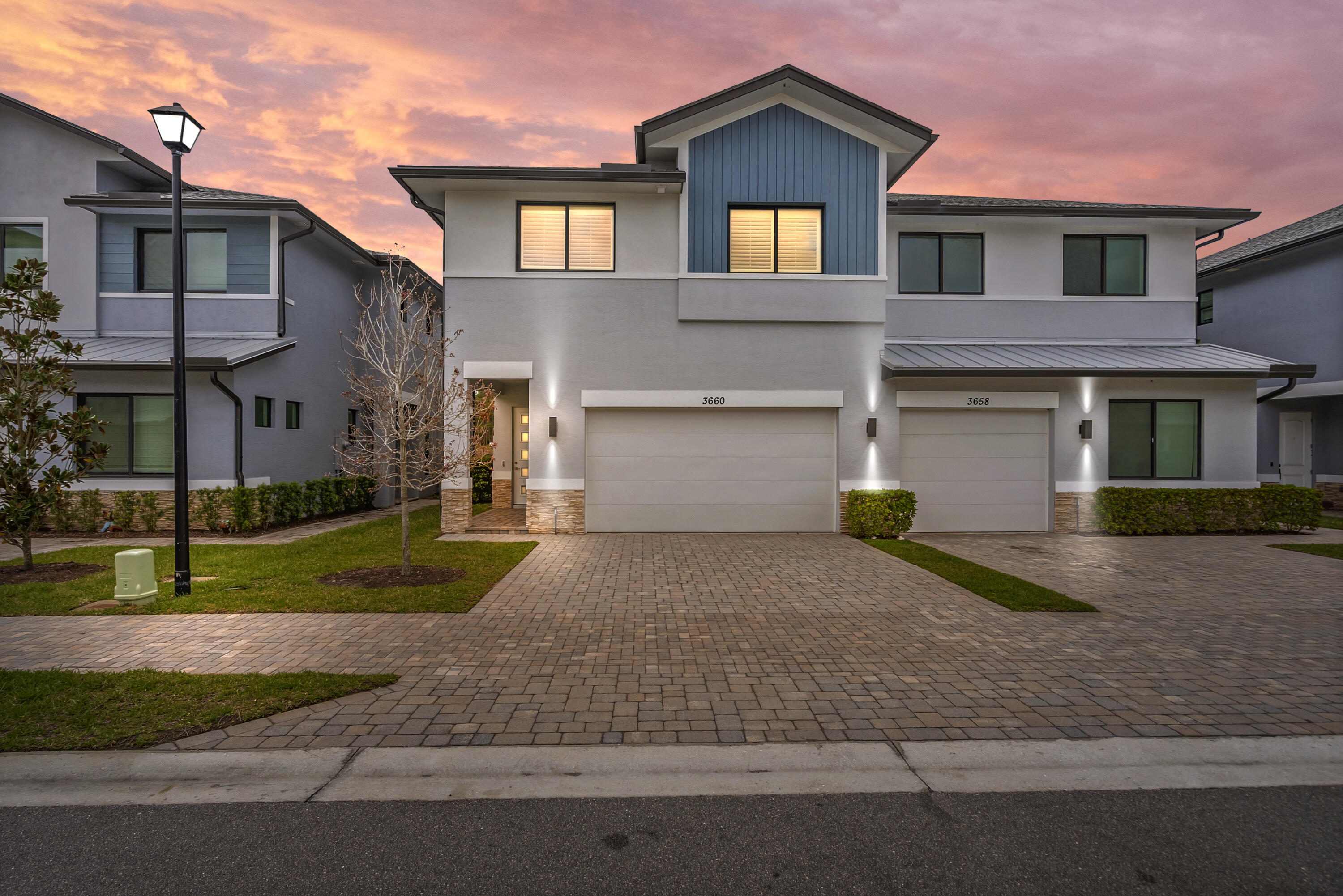 Welcome to Magnolia Ridge, where luxury meets convenience! This is a stunning newer construction townhome featuring 3 spacious bedrooms, 2.5 bathrooms and a 2 car garage. Nestled in a prime Palm City location, this home offers modern living with superior craftsmanship and attention to detail. Home features include: 10-ft ceilings downstairs, 9'4" upstairs, 8-ft doors throughout to enhance the sense of openness & elegance, CBS Construction on both levels for durability & peace of mind, Impact Glass windows, beautiful paver driveway, private Balcony off the master suite and a covered patio ideal for enjoying some of Florida's most beautiful weather. The kitchen island features sleek Quartz countertops, white shaker cabinets with soft-close doors, & stainless steel GE Appliances.  Magnolia Ridge is one of Palm City's newest communities featuring 28 townhomes, community swimming pool and a low HOA. Great location next to shopping, major highways and only a short drive to the beach!