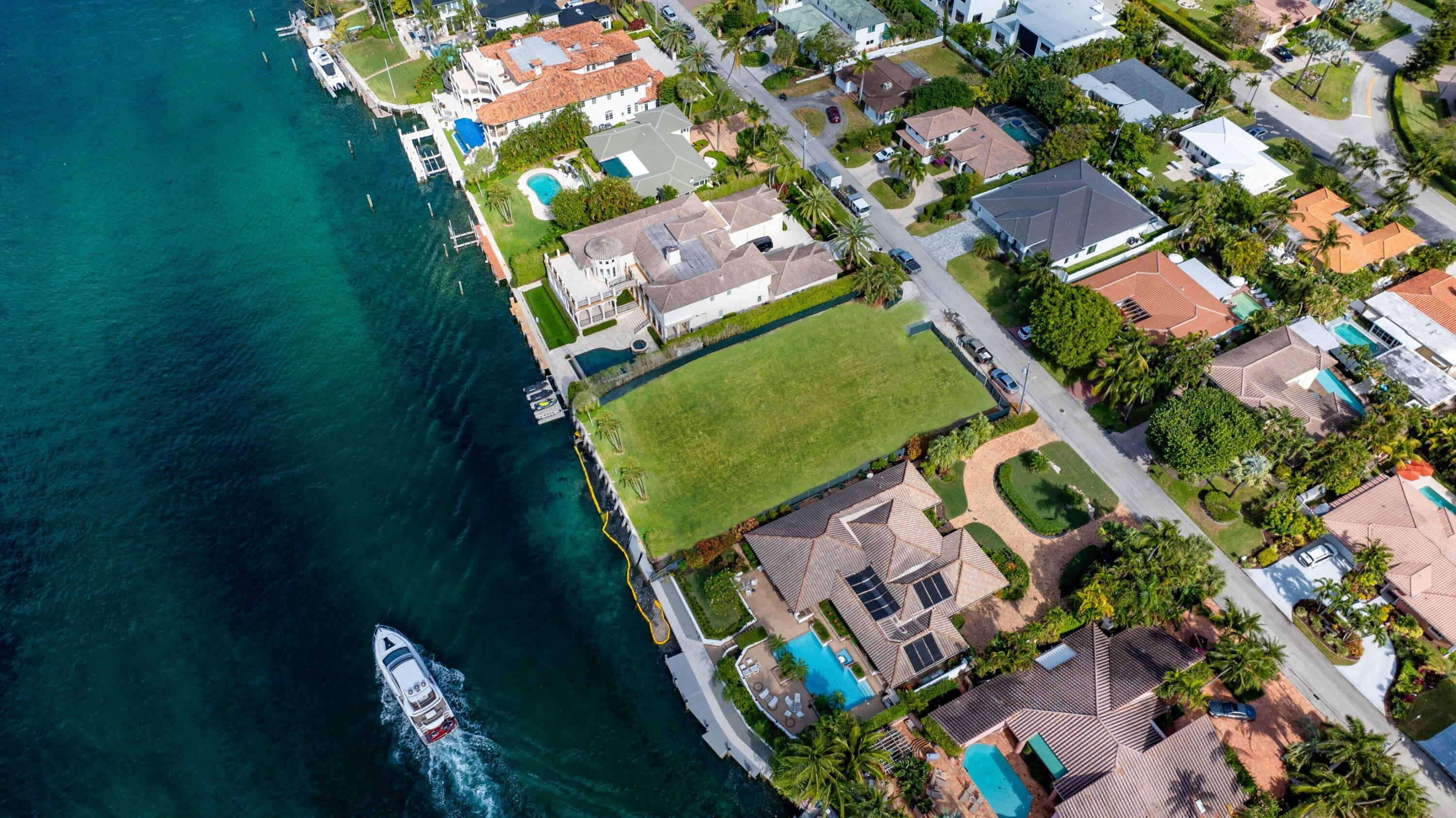 Premier Boca Riviera Intracoastal Lot sited on  96 +/- feet of waterfrontage in a ''No Wake'' zone minutes to the Boca Inlet, Boca Beaches, Downtown Boca Raton restaurant/shopping row and Mizner Park. Build your dream estate on the prime and sought-after parcel with new concrete seawall. Proposed '' Farmhouse Modern'' plans by famed architect Randall Stofft and high-styled interiors by Carolina Freye Interiors available to review. Show by appt only. DISCLAIMER: Information published or otherwise provided by the listing company and its representatives including but not limited to prices, measurements, square footages, lot sizes, calculations, statistics, and videos are deemed reliable but are not guaranteed and are subject to errors, omissions or changes without notice. All such information should be independently verified by any prospective purchaser or seller. Parties should perform their own due diligence to verify such information prior to a sale or listing. Listing company expressly disclaims any warranty or representation regarding such information. Prices published are either list price, sold price, and/or last asking price. The listing company participates in the Multiple Listing Service and IDX. The properties published as listed and sold are not necessarily exclusive to listing company and may be listed or have sold with other members of the Multiple Listing Service. Transactions where listing company represented both buyers and sellers are calculated as two sales. Some affiliations may not be applicable to certain geographic areas. If your property is currently listed with another broker, please disregard any solicitation for services. Information published or otherwise provided by seller, listing company or its representatives is deemed reliable but are not guaranteed and subject to errors, omissions, or changes without notice. Copyright 2024 by the listing company. All Rights Reserved.