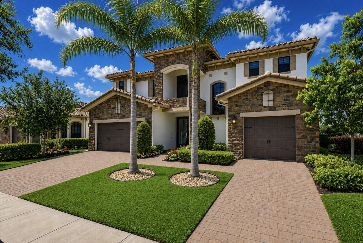Experience Luxury waterfront living 2020 build of MiraLago. This exceptional lakefront estate offers 6 bed,  6.5 bath, spacious loft/game room, impact windows,  open-concept design with soaring ceilings, abundant natural light, and stunning lake views throughout. All guest bedrooms are en-suite.  The primary suite offers spa-inspired finishes, oversized custom closets, and serene water views. The chef-inspired gourmet kitchen includes premium appliances, an oversized island with seating, custom cabinetry, and Quartzite countertops, flowing seamlessly into the living and dinning area ideal for entertaining. Upstairs, the oversized loft provides versatile space for lounging or recreation. Outside, enjoy a private backyard oasis with a covered patio overlooking the lake, perfect for relaxing  and sunset views. Residents enjoy world-class amenities including clubhouse, pools, fitness center, and sports courts. A rare opportunity to own a sophisticated waterfront home in one of South Florida's finest communities. Pools, tennis, and fitness center at Club Miralago Clubhouse.