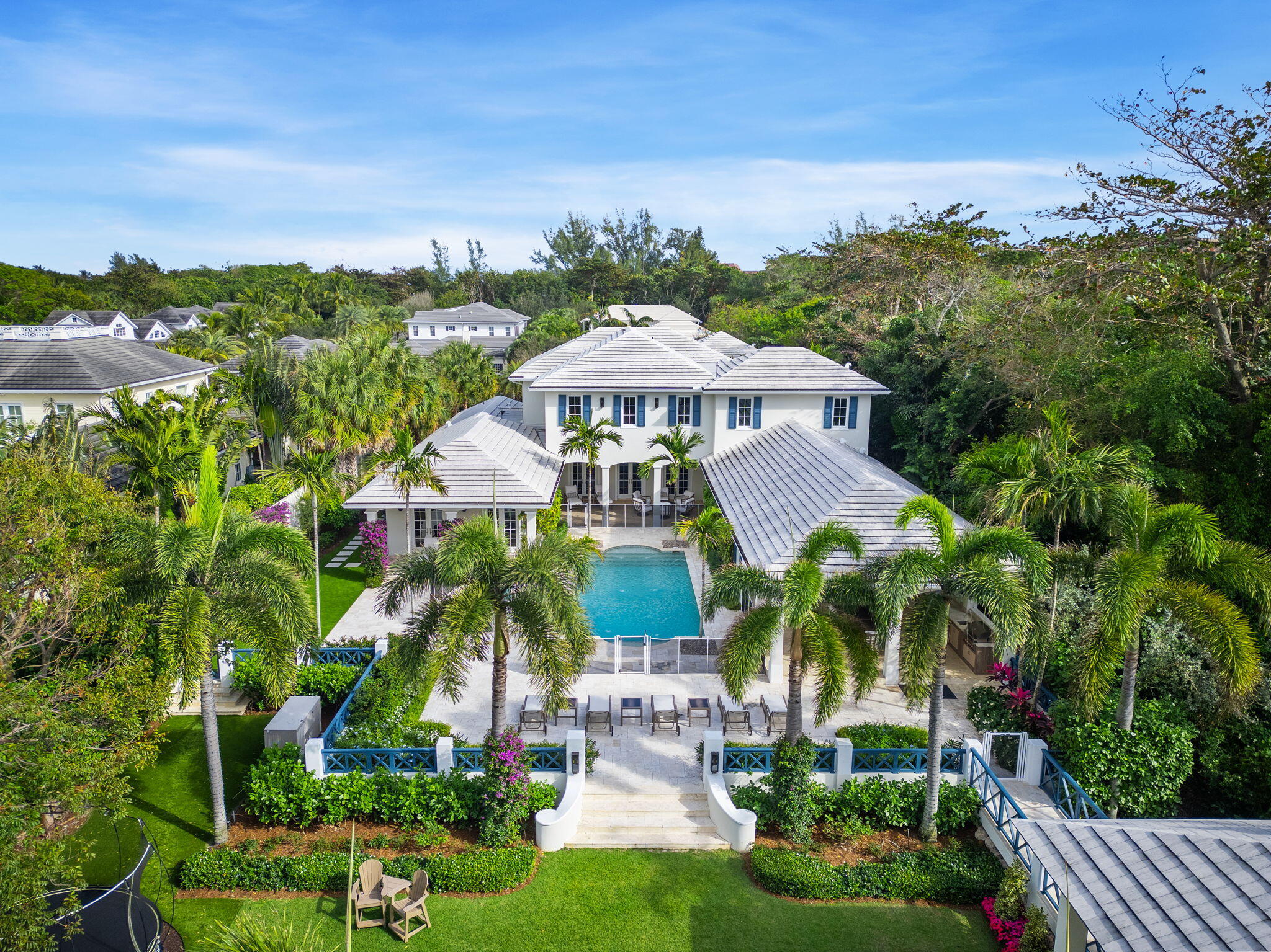 Elegant and sophisticated, casual and comfortable, this stunning coastal compound has been completely renovated in 2023. The home is truly unique and offers the best in luxury living. This one of a kind property features deeded, gated beach access and your own private dock (with water and electric service) on a private cove. Situated on 1.24 acres, the custom-built residence boasts over 9,500 total square feet in the main house and guest house. This home features; formal living and dining rooms; gourmet kitchen; french oak wood floors, marble in all bathrooms and custom finishes everywhere. Enjoy the resort-style pool; outdoor living areas; summer kitchen and loggia with fire pit and water views. Smart house; generator; air-conditioned garage with storage; and front entry gate. Short drive to restaurants and shops of Delray Beach and Palm Beach. Where else can you get off your boat and walk to the beach in under five minutes?