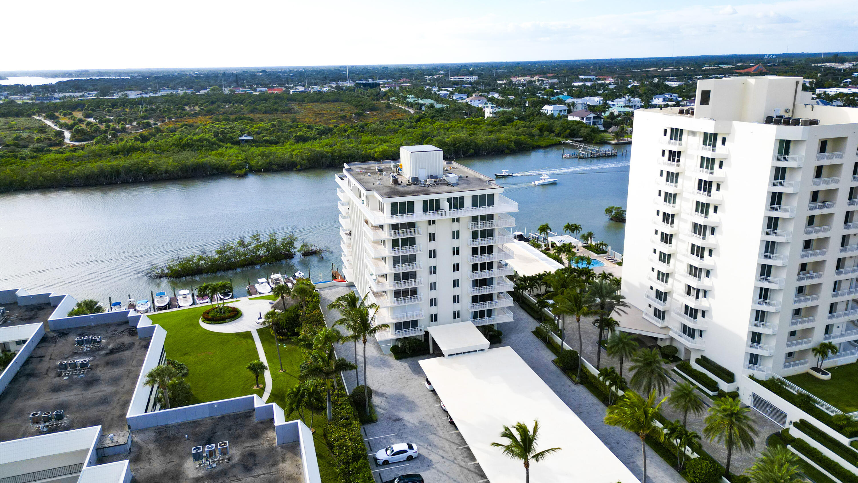 Extraordinary opportunity to own on prestigious Jupiter Island in La Mar Condominiums, where units are seldom available for sale.  Private additional storage in both covered parking and laundry areas.  Located on the intracoastal with boat slip, and use of provided kayaks included. Walking distance to the ocean, and with Intracoastal frontage in-ground pool with entertaining area and covered parking. Recent concrete restoration assessment of approximately $50k