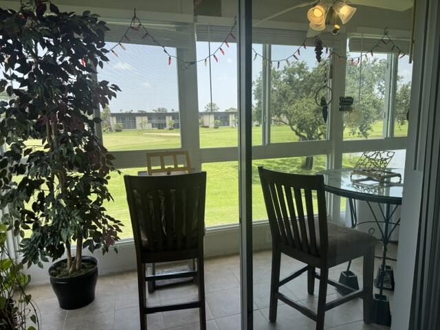 Don't miss the Resort lifestyle in this updated 2 bedroom, 2 bath condo with impact windows and door and the Accordeon Shulters. You will like this open floor plan and his incredible kitchen (pot filler faucet, hood...) ,granite countertops, glass tile backsplash, stainless steel appliances and more... Enjoy your bath with a personal jacuzzi .  You can be relax on the enclosed balcony with a golf and lake view accessible from both bedrooms because of the exceptional sliding doors ! The AC is from 2025 ! Kings Point is first class amenities that include a Clubhouse, real Theater, Fitness Center, Restaurant , Cafe, Pools, Indoor Pool with Jacuzzi, 2 18 hole golf courses ,free service shuttle and more Buyer is responsible for a $2,000.00 Capital Contribution