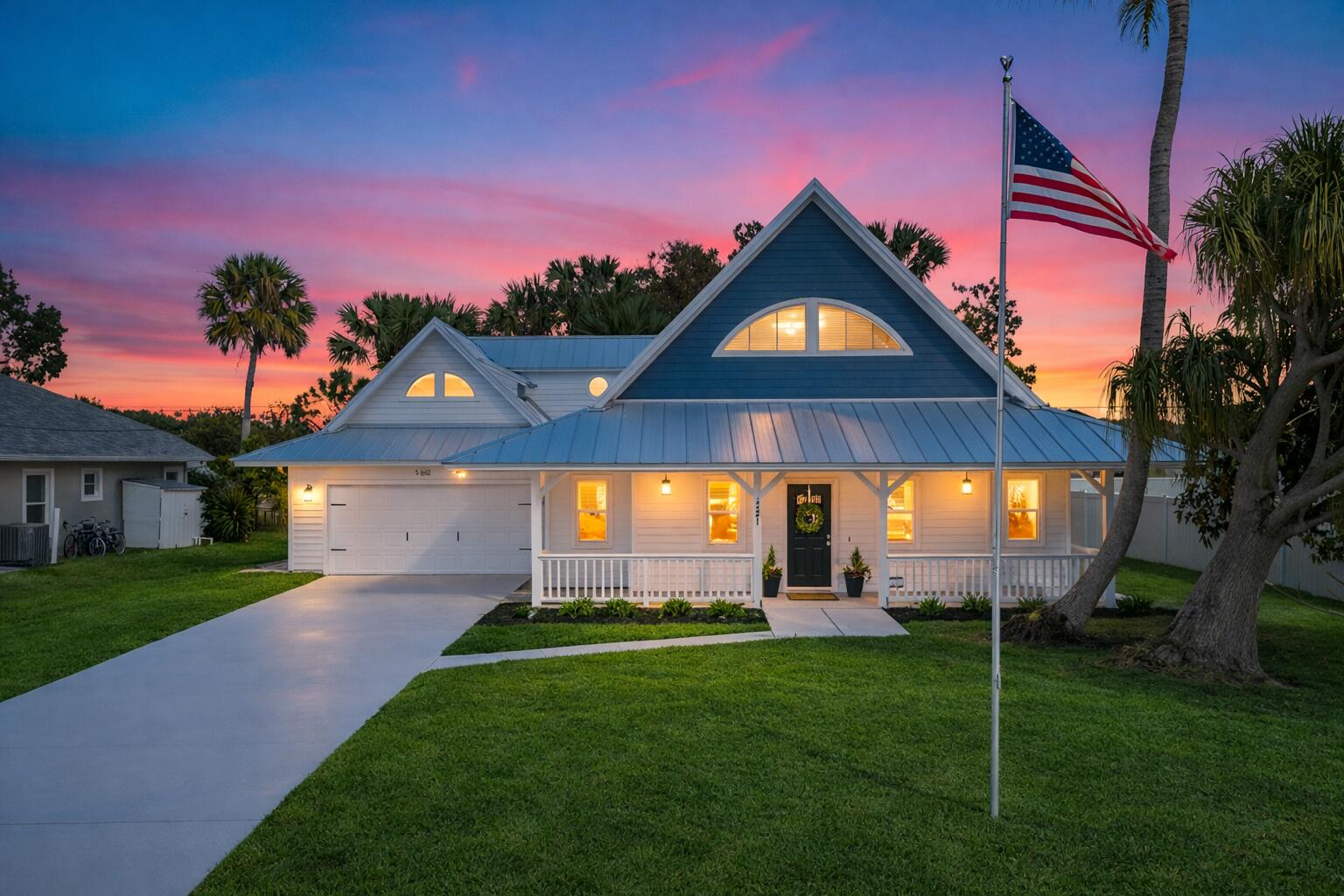 Beautifully renovated 4-bedroom, 3 full bathroom, 2-car garage two-story home showcasing timeless Craftsman-inspired elegance with thoughtful modern updates throughout. Fully remodeled from top to bottom, inside and out, this move-in-ready residence blends classic architectural charm with durable, long-term design ideal for a wide variety of family needs.
The home features a new roof installed in Fall 2025, new Hardi-plank siding, plus dual A/C systems with the upstairs unit newly installed in Fall 2025. Vaulted ceilings and abundant natural light create a warm, inviting atmosphere perfect for everyday living and entertaining.
The primary suite is located upstairs and offers an elegant spa-style shower with rain head and built-in sitting bench. A new en-suite room behind the kitchen provides flexible use as a home office, guest suite, or mother-in-law space. Additional highlights include a bedroom with a fun chalkboard wall and ample built-in storage throughout.
Craftsman details shine with custom cabinetry, paneled cabinet and vanity doors, a custom staircase with classic-meets-modern railing, and high-profile clean-line baseboards. The kitchen is equipped with new appliances, including refrigerator, dishwasher, range, and microwave.
Outdoors, enjoy fantastic curb appeal, mature landscaping, and fruit-bearing mango and avocado trees. The sprinkler system runs on well water with a new pump. A detached backyard storage shed includes hurricane shutters.
Conveniently located just off Becker Road near the Port St. Lucie/Citrus intersection, with quick access to I-95 and the Turnpikean ideal location for commuters.
Unique, charming, and thoughtfully updated, this home seamlessly balances function, character, and timeless style.