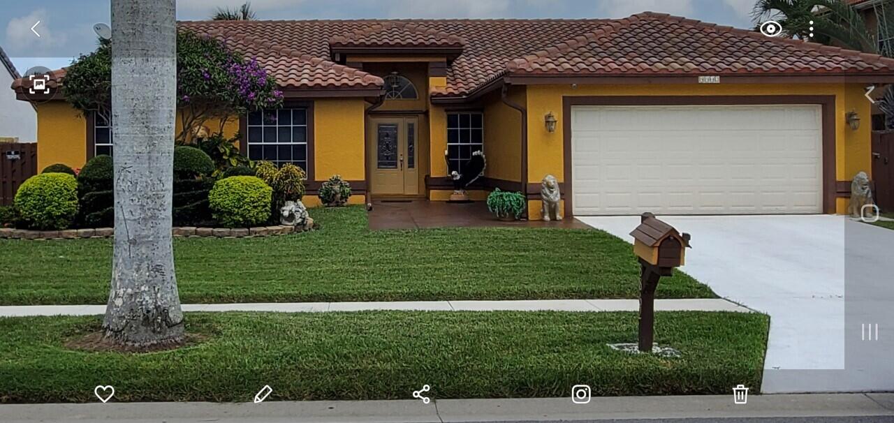 Exclusive hidden treasure in West Boynton Beach desired neighborhood with A rated schools .  This home has top of the line finishes, crown moulding, vaulted ceilings, porcelin tile. This spacious home includes a breakfast nookarea, family room and dining room. Enclosed patio with acess from masterbedrm, livingrm and family room overlooking a tropical backyard.  Community pool, exercise trial, dog park, tennis court /pickle ball court, basketball court, children playground. Look No Further!  Welcome home! All Info here within subject to errors and omission.