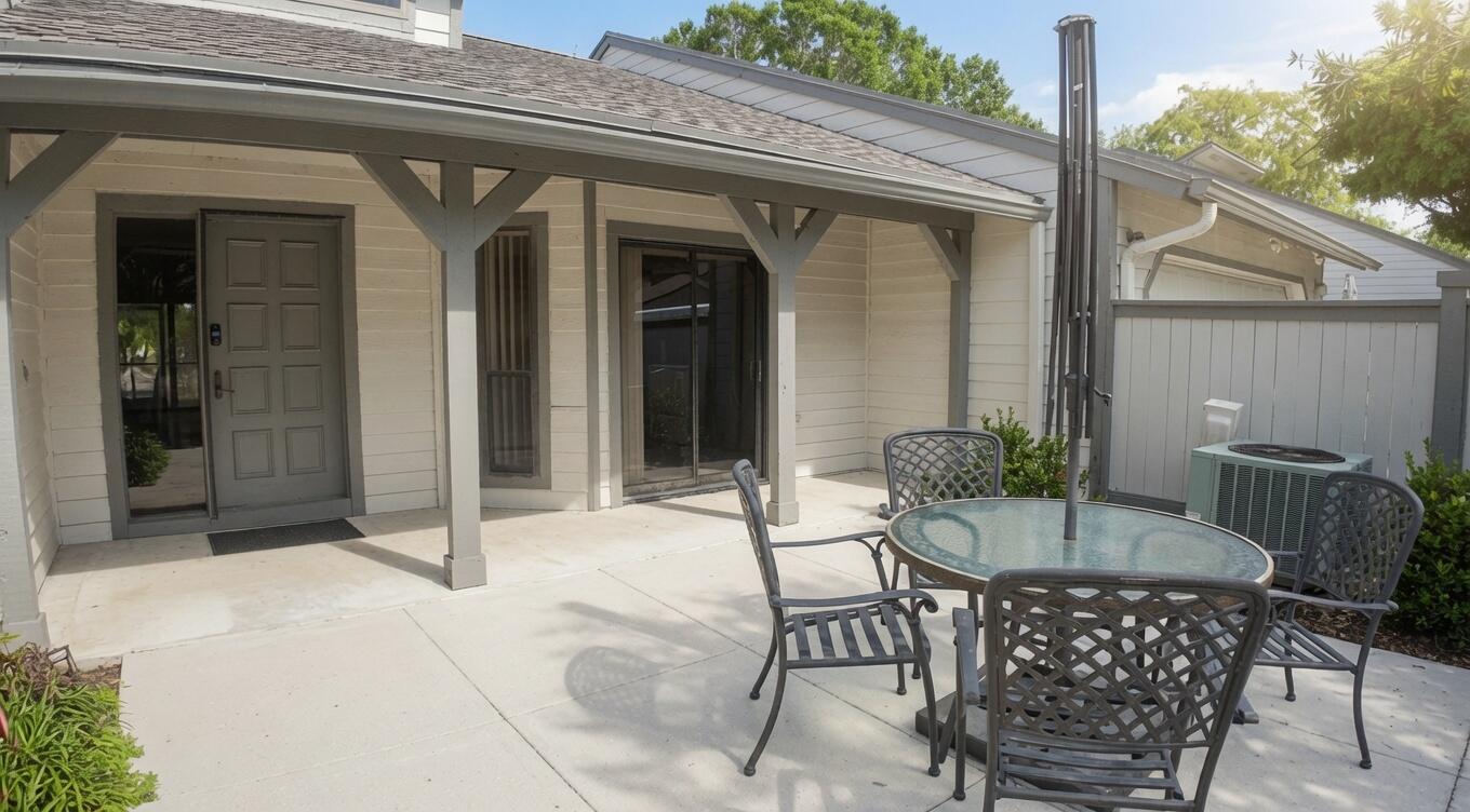 Available annually or seasonally, this private corner residence features a fully fenced courtyard and backyard - ideal for children & pets. The covered, screened-in patio is perfect for alfresco dining in any weather. Upstairs, a versatile bonus room, with an en suite bath, can serve as an office or third bedroom. Both main-level bedrooms have a full bath, and direct access to the covered patio. Just a golf cart ride to top rated schools, dining, shopping, & equestrian venues, this home offers exceptional value in one of Wellington's most desirable locations. Bedford Mews is dog friendly and truck friendly, and has a community pool for residents and their guests to enjoy year-round. Photos shown are of the home unfurnished; furnishings are available if desired. Welcome home.