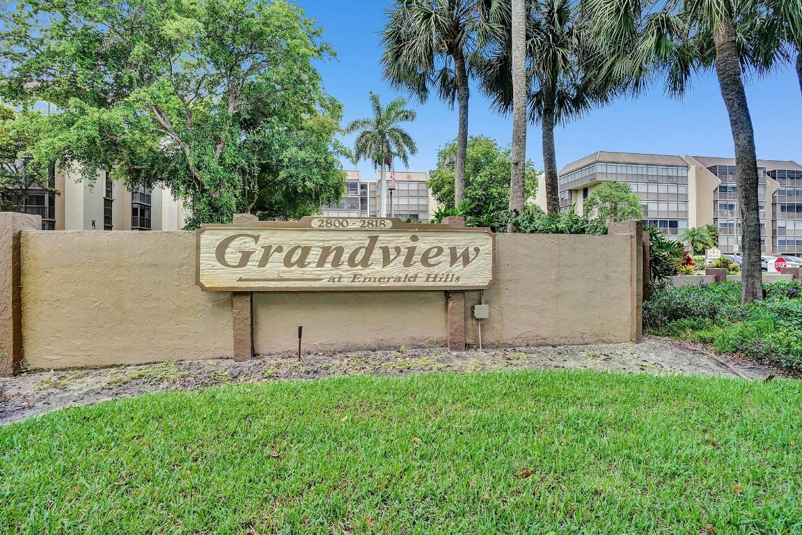 Designer’s lovely 2 Bedroom 2 1/2 Bath Monmouth model Condo at Grandview in Emerald Hills. Enter this large open home w/ the Dining Rm & Living Rm overlooking the patio. The updated Kitchen has spacious cabinets, a refrigerator, microwave, stove, oven & dishwasher. Plus a washer & dryer. This home is enhanced w/ beautiful wood laminate flrs & spacious Bedrms & Bathrms & lots of Closets. The Master Bedroom has a large dressing area w/ a walk-in closet. Enjoy the outdoor Pool & Jacuzzi w/ a park area & a gazebo for grilling. Covered garage parking space, a Card Rm, Gym w/ locker Rms, a Library, & a huge Auditorium for entertainment, & gatherings. Security Gate at Entrance. Easy walk to Synagogues and Houses of Worship. Located near I-95, the Beach, Turnpike, Airport, Hard Rock Casino & more.