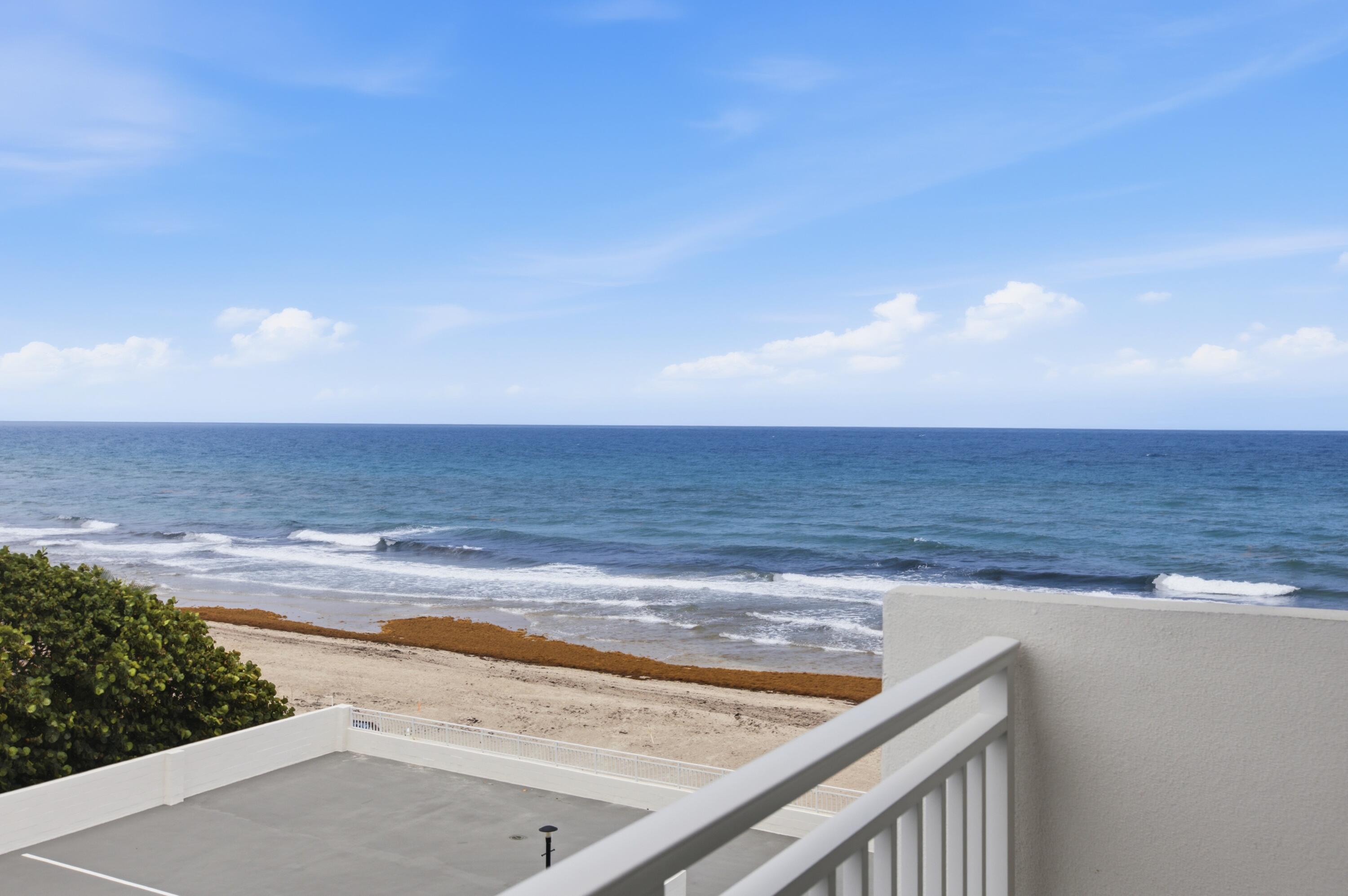 Direct oceanfront living in the heart of Highland Beach at a price that makes sense. This 2-bed, 2-bath residence at 45 Ocean sits on the 3rd floor with true ocean views from every room and a north-facing exposure that keeps the unit bright and cool all day. The open layout flows effortlessly with a spacious master suite and a flexible second bedroom perfect as a guest space, home office, or den. No waiting period for rentals. Monthly fees cover cable, WiFi, security, and maintenance. Steps to the sand. One covered space included. Don't miss this value. 45 Ocean is a guard gated oceanfront community in highly desirable Highland Beach, one of South Florida's most exclusive coastal towns. This unit offers some of the best direct ocean views in the building with a north-facing orientation that provides natural light and cool ocean breezes without the harsh afternoon sun. The unit is move-in ready and vacant — easy to show. Community amenities include a resort-style pool, fitness center, community room, elevator access, and on-site storage. One dedicated garage space is included — rare at this price point. Offering buyers peace of mind on one of the most significant capital expenditures in a condo association. The association allows rentals with no waiting period, offering flexibility for investors or part-time residents (one rental per year, 90-day minimum). Monthly fees of $1,601 include cable, WiFi, elevator maintenance, security, trash, and grounds maintenance. One pet welcome (15 lb max). Located just north of Boca Raton, minutes from world-class dining, shopping, and the Intracoastal. Priced aggressively for a quick sale.