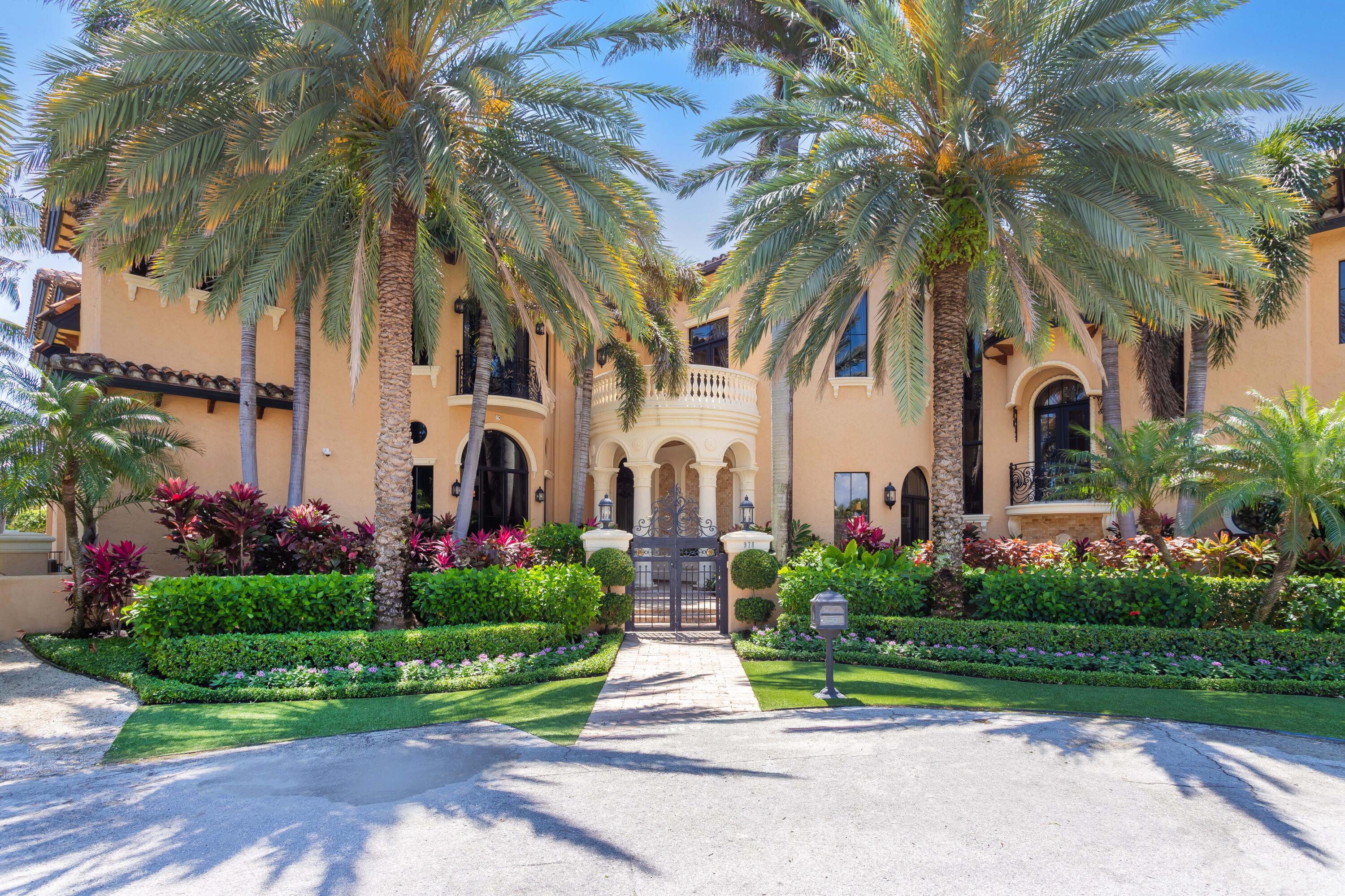 One of the finest southeast double lot direct intracoastal homesite residences in south Palm Beach county.  Designed as a 'complete' entertainment estate  in immaculate move in condition.  With 230 feet on the south canal, deep water yachts can be easily docked. 
Featuring three levels of living space, this property is one of the finest offerings of its kind with absolutely nothing missing.  See 'more' for full details.  Proof of Funds for viewing required. Home Details
Double homesite lots 308/309
Southeast intracoastal point lot. 
Classic Mediterranean estate
impact glass- majority 
Interior exterior security cameras
Barrel tile roof 
Privacy walls and gate 
Immediate canal south of property - 106 feet wide
Wrought iron automatic entrance gates.
4 car garage  with automatic doors
Marble paver driveway and walkway
Tropical landscaping
Mint condition home
Exterior security system 
12 AC 
Generator  Guardian Hawk
Exterior up lighting
Walkway  interior between main house 
Classic Mediterranean 
Interlocking pine wood ceiling. 
Creston system
Central Air Vacuum
Savan lighting 
Alarm security System - Hillman
Safety room

Garage
4 car garage 
Tile floor
Separate washer and dryer
Full storage area
Bathroom


Foyer 16x11
Neutral marble floors 
Three story foyer.
Main entry marble fountain
Marble columns
Marble clad walls
Wrought iron stair railings.
Central Chandelier extends from rotunda ceiling
30 ft high
piano area

Club/Billiards  room 25 x 19
Entertainment center, bar full bar. 
Game area
Media room 
media system 
120-inch screen
2 flat screen tv's in media room 
Media server closet
Creston system
Amplifier
Bose speaker system
Dark hardwood walls
Ice maker
Granite countertop
Small refrigerator


Formal Living Room 32 x 17
Grand decorative fireplace  Glass extends 2 stories. 
Radius glass windows that face intracoastal 
custom designOrnate ceiling 

two separate Wine rooms 
Temperature control for reds and whites

Family room 25 x 24
Bar that overlooks intracoastal , dome ceiling
Chandelier
Ice maker

 360 radius dinette area off family room overlooks pool/patio and intracoastal waterway

Kitchen 27 x 21
Chef's dream kitchen
Hardwood kitchen cabinets
Subzero refrigerator double 
2 pull out freezers.
Wine cooler
Granite center island
Extensive storage and sitting area.
classic Tin ceiling
Marble floors
Floor vacuum sweeps
Wolf 6 burner with griddle
Commercial hood exhaust system
3 wolf ovens 
Wolf microwave
Wolf warming tray
Walk in pantry
Serving area- prep kitchen
Storage area 


Dining room 25 x 16
Seats 18 

Back staircase 
Spa room/ sauna room
Full bathroom 
2 showers  1 steam 1 regular

Patio Veranda 33 x 19
All marble pavement
230 ft waterfront south side
130 ft waterfront east side
18 light Columns and aluminum railings
Decorative case stone vases 
Artificial grass 
Exterior sound system and lighting
Outside fountain
Marlin brass sculpture

Pool  60 x 16
Marble tile spa
Pool heater 2-gas heaters
Marble sit out area
Exterior shower
Located to have sun all day 

Covered patio space
Imperial hibachi grill 
Summer kitchen
gas Grill
Wood ceiling
63 ft long patio x 21 ft 
Interlocked pine ceiling 
Entertainment bar area
24 ft long marble bar area 
DCS  bbq grill
Marble counter top
Ice maker
Double gas burners
Commercial exhaust system
Warming drawer
Uline refrigerator
Exterior sound system
Outside Creston panels
Exterior Sunbright TV  for outdoors 


Dock
Jet ski lift -Hydraulic , universal size.
Powerlift for boat  made for 40,000 lbs.
55 ft lift 
Remote control operated
Wood beam ceiling
Built in Septic pump


Powder room off living room
Gold leaf décor

Library 25 x 15
With half bath
gas Fireplace
Full custom hardwood cabinets and built in shelves
Black granite floors 


separate entrance Guest House 
Above garage
Exterior walk up 
Full kitchen
Refrigerator
Microwave
Living room area 23 x 16
Full bath 
Full bedroom 14 x 12
Outdoor covered patio area 

2nd level
Primary Bedroom 20 x 28
Matching circular sitting area/retreats each 16ft diameter
With rotunda foyer entrance 
Groin vault ceiling
Regal suite with exceptional views of intracoastal waterway 
Balcony with intracoastal waterways
Southwest side
Primary bathroom 15 x 13
Jet massage tub
Onyx counter tops
Full walk in closet 
Plantation shutter 
2 closets  in primary 
2nd sitting area 
2nd bathroom 
Deep rich woods cabinetry
secondary bathroom 2 14 x 14
Marble  jade shower
Water closet
Breakfast bar 

Elevator
-oversized. Granite floors hardwood walls

Guest suites
Bedroom 2  20 x16
Built ins media center
Volume ceiling
Full bath
Shower
Tub separate  - whirlpool style tub

Bedroom 3 14 x 20
Faces west 
Full marble floors 
Full bathroom
Shower 

Bedroom 4
Suites 

Bedroom 5  16 x 21
Suite
Full bathroom
2 rooms, sitting and television area
2nd level balcony 
60 ft covered balcony 
Overlooks canal

Upstairs laundry 
Center island
Ironing board
2 Electrolux dryers
2 Electrolux washers

Upstairs loft room
2 built in TV
Sink
Ice maker and refrigerator

Guest Suite  VIP 20 x 15
Full bathroom with shower
Marble shower

3rd Level 
Concrete steps
Wrought iron railings
Elevator
Half bath upstairs
Partial Covered 
Updated entertainment bbq area summer kitchen
Double Radius sitting areas
Beam ceilings, wood beams
Granite counter tops
Wolf grill 
Double Beverage drawer
Ice maker
Bar seats 14 
Open patio area
38 x 18 3rd floor patio 



Dimensions: 
Lot 23,692
Total Under Air 16,935

Total Sq Ft 22,676.41
Foyer 16 x 11
Billiards-Club room 25 x 19
Media Room 23 x 17
Library 15 x 15
Living room 32 x 17
Family Room 25 x 24
Breakfast 16ft diameter
Kitchen 27 x 21
Dining room 25 x 16
Veranda 33 x 19
Spa Room 20 x 13
Master bedroom 20 x 28
Master balcony 11 x 25
Master study 16 ft diameter
Master retreat 16ft diameter
Primary suite Bathroom 1 15 x 13
Primary suite bathroom 2 14 x 14
Guest VIP suite #4 20 x 15
Bedroom 2 20 x 16
Bedroom 3 14 x 20
Bedroom 16 x 21
Guest House Bedroom 14 x 12
Guest house living room 23 x 16