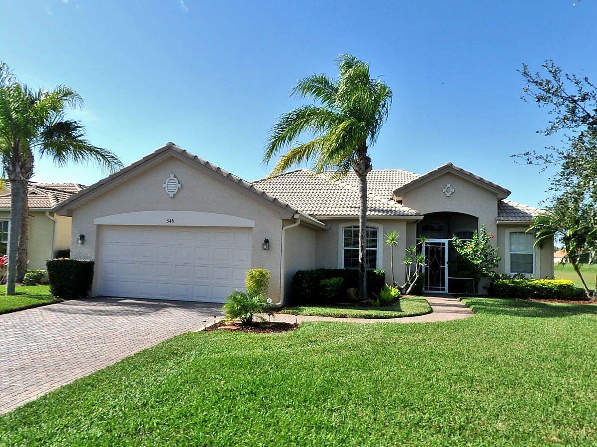 One owner well maintained 3 bdrm, 2 bath home in gated St. James Golf Club community. Features include a great room with long sliding doors that open onto the screened porch that overlooks the golf course. Kitchen has granite countertops, ss appliances, a snack bar and a breakfast nook. Main areas have tile flooring, primary bedroom has wood laminate flooring, both guest bedrooms have carpet. Inside laundry room with storage closet, exits to a two car garage. Whole house has accordion storm shutters.  Lawn care is included with the HOA fees.  Community has tennis and basketball courts, children's playground and a clubhouse and pool for your enjoyment.