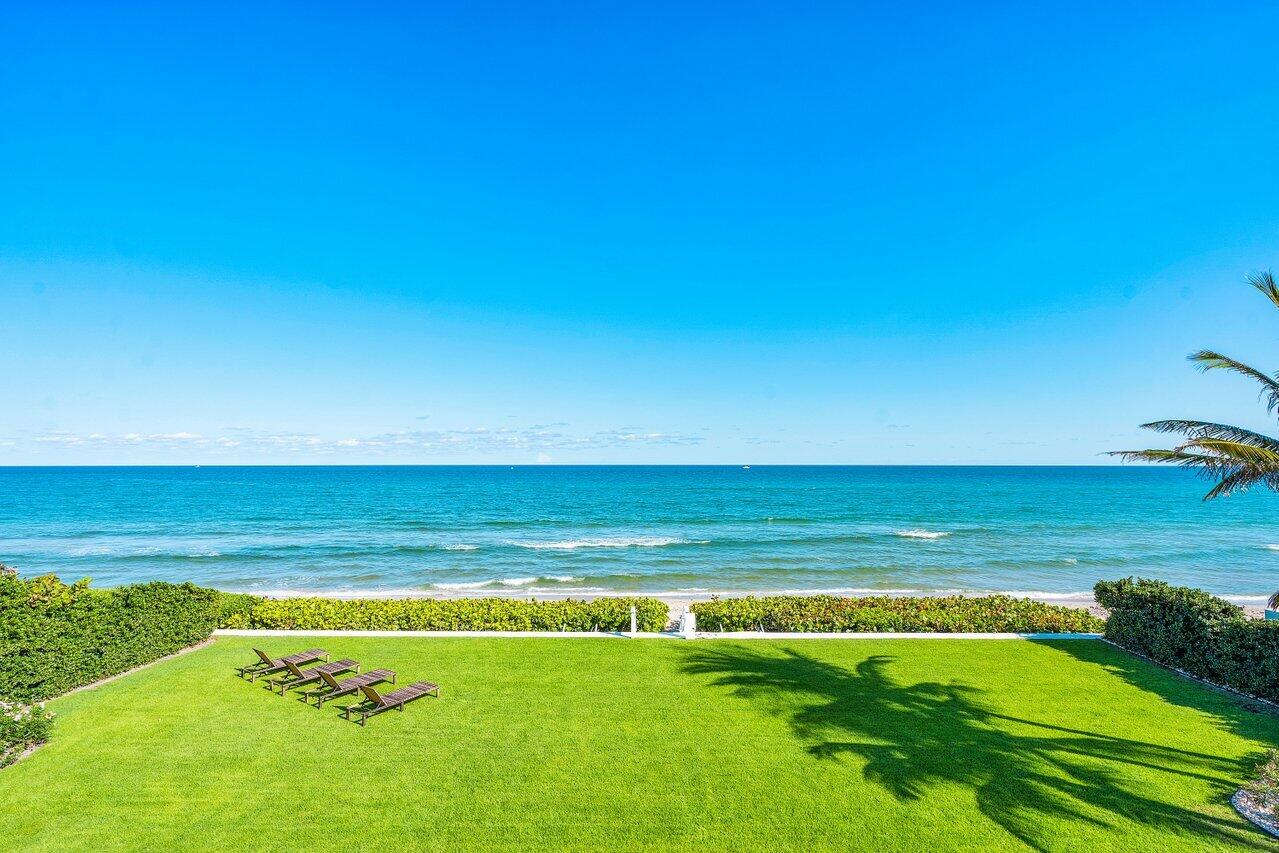 One of Gulf Stream's coveted locations, this direct oceanfront estate, 3565 N. Ocean Blvd. is set high above the dunes and is defined by wide stretches of tranquil blue ocean, large expansive lawn, pristine sandy beaches, and tropical palm trees. Winning HGTV Ultimate House 2022, this playful yet pragmatic, this superb coastal estate with gated entrance, was completed in 2021 with unsurpassed attention to detail and is sited on 110' of oceanfront. Designed by Architect, Randal Stofft, to capture stunning panoramic ocean views and breathtaking sunrises, the home features 7,715 TSF, 5 Bedrooms plus 6.1 baths in the main home and, for the special guest, a separate guesthouse with living/kitchenette area, and spacious bedroom/bath. Upon entering, guests and family are greeted with wide-open spaces creating a balanced composition of expansive ocean views blended with floor to ceiling glass infusing the interior with abundant natural light. The first floor encompasses an open living room with gas fireplace set on a magnificent feature wall. Enjoy the cocktail and after dinner hour in a comfortable lounge with a custom built-in bar and a glass enclosed walk-in 750 bottle wine room.

Adjacent to the living room is a multi-purpose room with an open epicurean master chef's kitchen, custom cabinetry, a large island, quartzite countertops, top of the line Wolf and Sub-Zero appliances, a Miele gourmet coffee center and a spacious walk-in pantry. A casual dining area with an inviting gathering room features floor to ceiling glass doors leading to pool/spa side loggia with full summer kitchen, complete with barbeque, refrigerator, icemaker, bar, phantom electric screens and shutters all with unrivaled ocean views. The owner's ground floor master retreat boasts fabulous ocean views with two separate baths, shower and soaking tub, large vanities and custom-built closets. An additional en suite guest room downstairs. Leading to the second floor is a masterfully crafted glass and stainless steel staircase opening to a spacious entertainment/loft area with three private en-suite bedrooms and wrap around porch with perfect beachfront and oceanviews.

A private guesthouse includes a bedroom/living area kitchenette and beautiful appointed bath with shower. Additional features include a three car air-conditioned garage with high ceilings, paver driveway, garage storage a sophisticated Crestron control system, and gas generator. The dualities of warmth verses sleek in the design is harmoniously created into a flexible loving home that invites going barefoot, enjoying languid afternoons sipping mojitos or surfing, or just enjoying the sound of the ocean. Located immediately across the street from Gulf Stream School, family and guests also enjoy easy access to a medley of fine dining, boutique shopping and top performing cultural events in Delray Beach and Palm Beach. Ready for the discerning buyer to enjoy the good life now.
