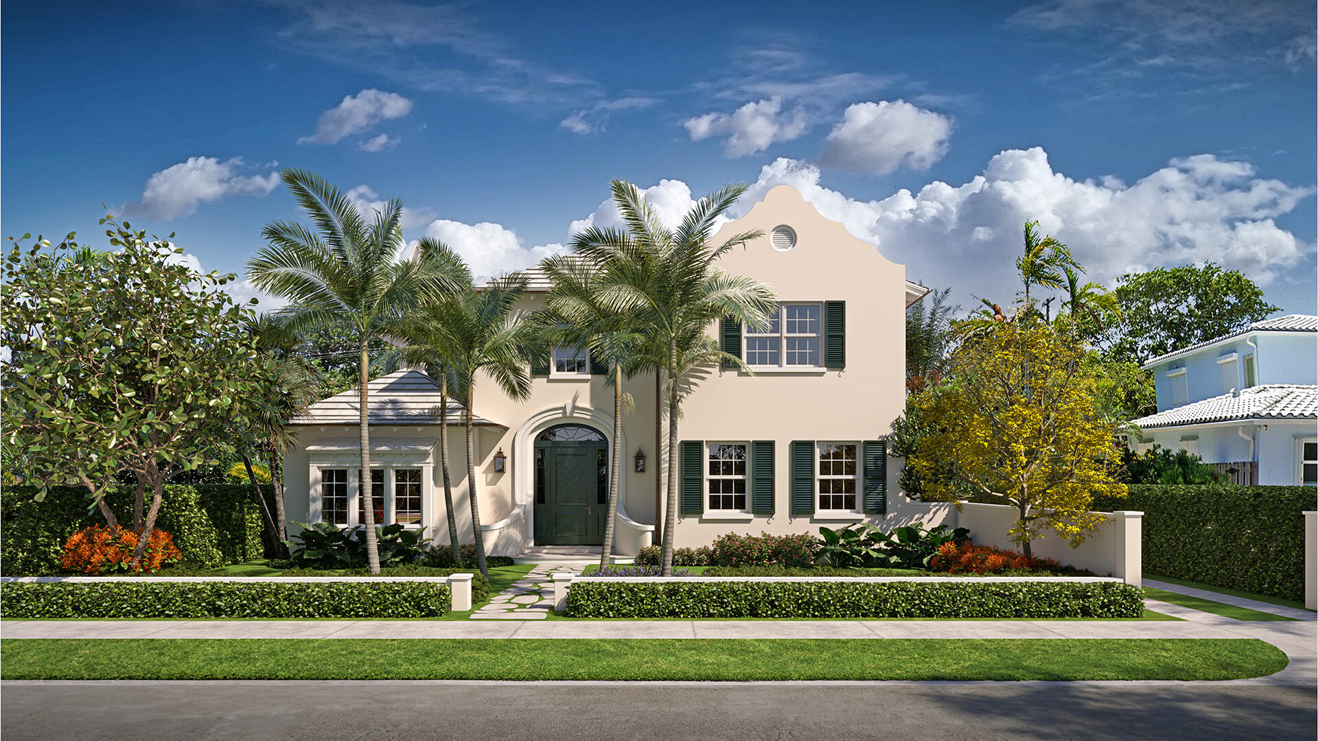 New construction with an anticipated completion date of Summer 2026. This exceptional residence offers 5,028 total square feet under roof and 4,588 square feet under air, featuring 5 bedrooms and 6 bathrooms. Designed for luxury living, the home includes a heated swimming pool, lush professional landscaping, and a detached two-car garage. Ideally located on one of the most desirable streets South of Southern Blvd and East of Olive Avenue, the property sits just a few blocks from the Intracoastal Waterway, Summa Beach Park, and the scenic bike trail. Enjoy close proximity to fine dining, world-class shopping on Worth Avenue, and convenient access to PBI Airport.