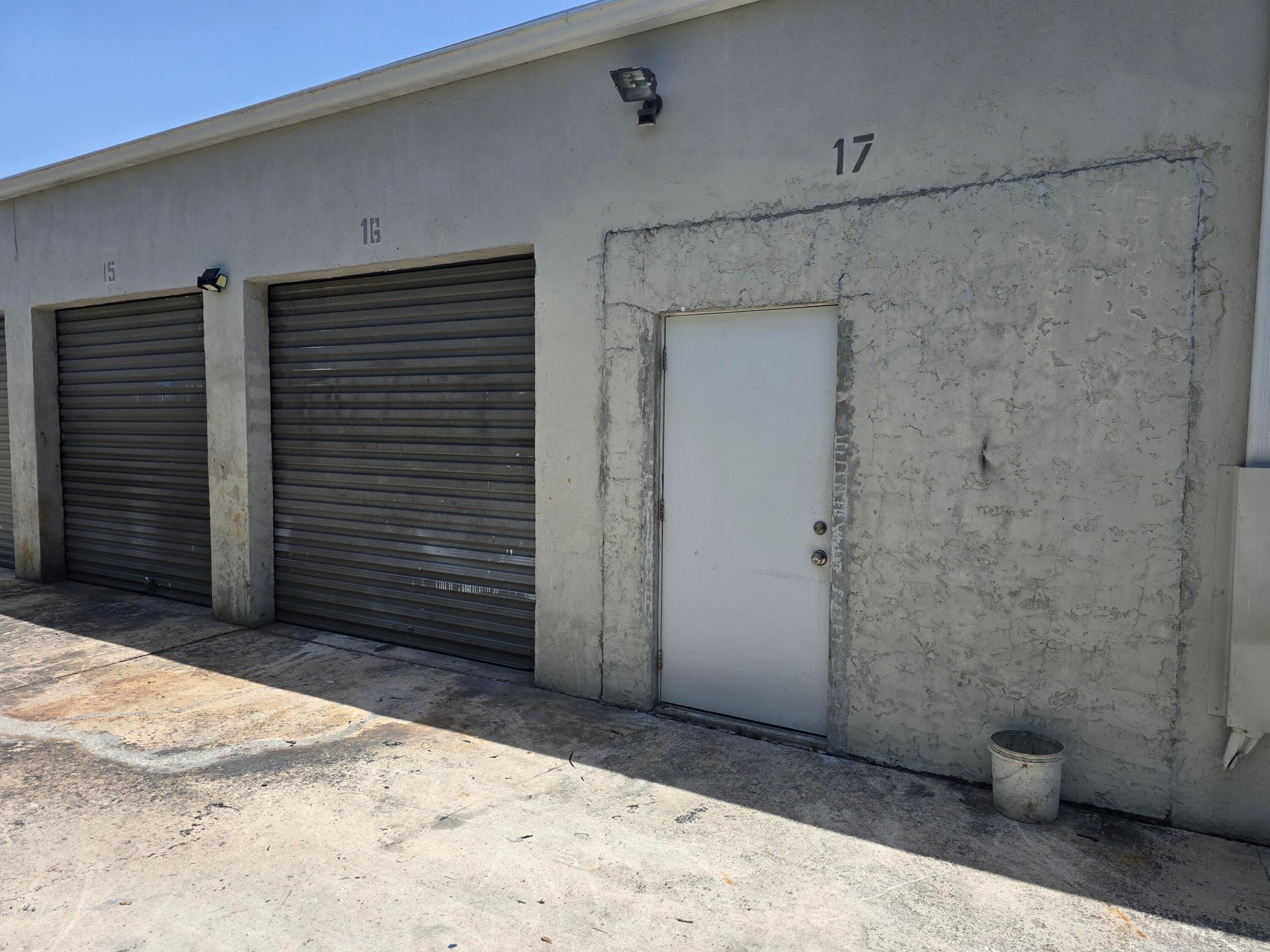 Office and Warehouse space.  Are you starting a new business and need an  office, storage, workspace, and a business address?  We have just the space for you with one air-conditioned (with minisplit) office with private entrance that is  approximately 120 sq feet and 2- 8x8 bay doors to enter the warehouse space, this total space is 850 sq ft. Located conveniently minutes from the West Palm Beach Airport and I-95. 24-hour access 7 days a week!  This space does not have a dedicated private bathroom, however the building has a bathroom with keycode access. This space does have water for outside use.  Sewer drain is not attached to unit. Tenant can make upgrades to the space if they want to have sewer drainage.