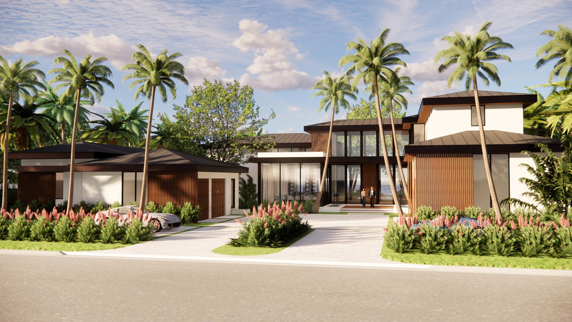 Modern Masterpiece in Prestigious Frenchman's Creek. A rare opportunity to own a brand-new custom estate on one of the most coveted deepwater streets in the exclusive Frenchman's Creek Beach & Country Club. This exceptional residence is being built by Le Chateau Custom Homes, with visionary architecture by Affiniti Architects and sophisticated interiors curated by Jenny Ramsey Interiors. Situated on over half an acre (.56 acres) with 135 feet of prime deepwater frontage with a dock, this 9,272 sq. ft. home boasts 5 bedrooms, 7.5 bathrooms, expansive indoor and outdoor living spaces offering the ultimate in luxury Florida living and entertaining.   The grand first floor primary suite features luxuriously appointed his and her bathrooms and beautifully fitted walk-in closets. Each guest bedroom hosts ensuite amenities providing comfort and privacy for family and guests. At the heart of the home, an expansive Dowsnview kitchen boasts SubZero and Wolf appliances as well as a separate chef's kitchen, creating an ideal setting for effortless entertaining and culinary creativity. Complementing the living spaces are an expansive club room, a private office, and a dedicated gym perfect for relaxation, productivity, and wellness. Outdoors, the property exudes a true resort-style ambiance, featuring a sparkling pool with a sun shelf and spa, all overlooking serene water views. A covered loggia with outdoor kitchen and electric screens enhances the indoor/outdoor living experience, offering the perfect space for relaxation or entertaining year-round. A spacious 4-car garage with additional space designed for two golf carts and ample storage, dock, full house generator and so much more.    Every detail has been meticulously planned from soaring ceilings and open-concept living spaces to seamless transitions between indoors and out. With direct water access in the area's premier club community, this home offers a lifestyle unmatched in Palm Beach County. Frenchman's Creek Members enjoy the ultimate concierge lifestyle with resort amenities, state-of-the-art brand new clubhouse, two 18-hole championship golf courses - for only 600 homes. Numerous dining options, navigable waterways, racquet sports, social events and so much more. The exclusive Beach Club, included with membership, located on beautiful Juno Beach allows use of pool, restaurant, beach attendant and water activities.