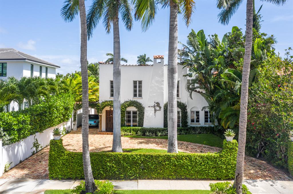 ''Casa Hermosa'' is a beautiful, one of a kind Mission Revival home from the 1920's which has been charmingly restored,  with guest cottage and spa/dunk pool.   All in the most desirable location in the center of town, walking distance to the Four Arts, Recreation Center, the Breakers Hotel and many shops and restaurants. Meticulously maintained and underground assessment fully paid.  Main home (1994 sf under air)  has two beds and baths plus third room which has been used as child's bedroom or office.  Spacious master suite with sitting area, two walk-in closets and marble bathroom with  large tub and steam shower. Guest cottage (580 sf under air) has full bath and two spacious rooms which can be used as bedrooms or bedroom plus sitting room.   Please see Features List and exclusions under Documents tab