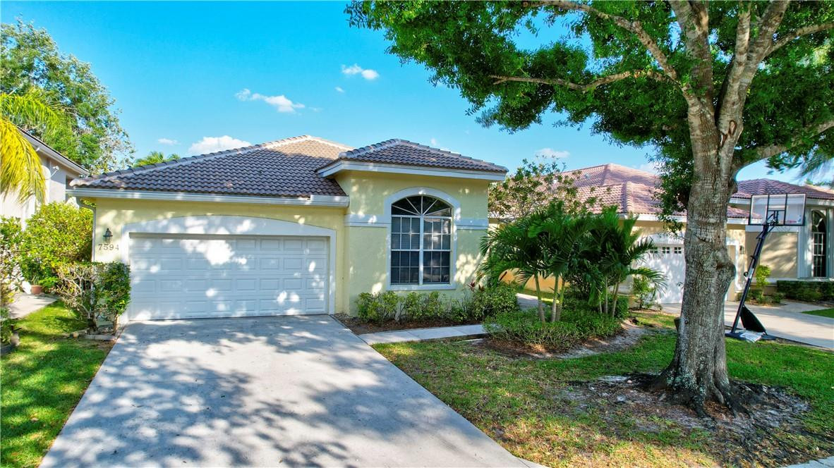 Brand New Tile Roof Installed in 2022! An upgraded fabulous home is situated within a gated community with a private entry to Rivergrade Elementary School. Sited on a quiet and lovely street with oak trees! This meticulous single story home with high volume ceilings and walls of windows/glass doors have resulted in a sunny, light and airy interior! Split floors plan. The open Kitchen/family room aera is perfect for gathering with family and friends. The spacious master suite features a newly upgraded bathroom with a separate shower & tub. Guest bathroom is also newly upgraded. Bright tile floors throughout. Fairly new exterior & interior paintings. AC and stainless steel appliances are also fairly new. Lawn care is provided by HOA. A desirable neighborhood/community in Parkland.