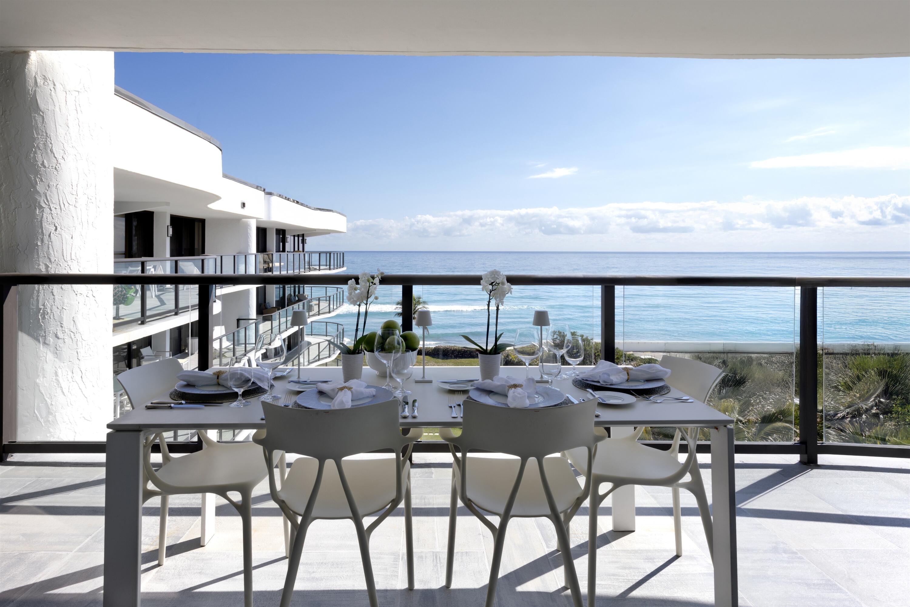 Fully furnished and equipped, this penthouse oceanfront residence offers rare east-to-west exposure with direct water views from both sides, featuring unobstructed sunrise views over the Atlantic and breathtaking sunset views over the Intracoastal—no buildings across the street, just water and sky from every angle. The 2-bedroom, 2-bathroom home has undergone a complete museum quality renovation and spans 1,886 square feet under air (2,450 total) and features expansive balconies on both sides, each over 50 feet long and up to 8.5 feet deep, creating seamless indoor-outdoor living directly on the beach. • Sub-Zero Refrigeration and Freezer Towers, Wine Refrigerator... • Custom Polished Nickel Dining Room Built-in Cabinet by SieMatic • Custom paneling throughout by SieMatic • White Glass Top Porcelain Floors Throughout • Polished nickel faucets and fixtures throughout by Franz Viegener • Master Bedroom Custom Sconces and Guest Bedroom Chandelier and Sconces all by Lobmeyr, Vienna...collector quality • Sonos soundbars mounted under credenzas in bedrooms • Entire Bespoke Dressing Room is fully glazed (glass front cabinetry) • Floating Beds both by Daniele Lago, Italy...underlit by SieMatic • Primary Bath has Two-Person Walk-in Shower with Starphire Glass Panels And A Soaking Tub  • Guest Bath has Sonneman lighting and Starphire Glass Shower   Enclosure  Fully Furnished and Equipped Includes:  • 2 restored curved sofas by Vladimir Kagan in Metaphores Paris White Boucle • Custom KravetCouture Pillows • Custom Starphire Glass Dining Table Seats 10 • Custom Lucite Upholstered Dining Chairs, Set 8 • Custom Starphire Glass Cocktail Table • Custom Lucite Floating Poufs, 2 • Haviland Fine China, Custom Order, Set for 8 • Christofle Acier Flatware, Set for 10 • All-Clad Chefs Selection of Cookware • Top Quality Kitchen Accessories • Full Bar: Stemware by Spiegelau, wine accessories • New Dyson Vacuum Cleaner • Tabletop: placemats, linens • Bed: Linens by Frette, Primary Bed Mattress by Duxiana • Bath: Towels, Bath Mats by Pottery Barn • Master Bedroom Lamps Signed Romeo Rega, Skyscraper, Rare pair in polished nickel, 1970's, collector quality • Guest Bedroom Lamps Signed Romeo Rega, Halston Era, Rare pair in Lucite, Polished Nickel and Stainless   All artwork and pedestals are available for sale.   DISCLAIMER: Information published or otherwise provided by the listing company and its representatives including but not limited to prices, measurements, square footages, lot sizes, calculations, statistics, and videos are deemed reliable but are not guaranteed and are subject to errors, omissions or changes without notice. All such information should be independently verified by any prospective purchaser or seller. Parties should perform their own due diligence to verify such information prior to a sale or listing. Listing company expressly disclaims any warranty or representation regarding such information. Prices published are either list price, sold price, and/or last asking price. The listing company participates in the Multiple Listing Service and IDX. The properties published as listed and sold are not necessarily exclusive to listing company and may be listed or have sold with other members of the Multiple Listing Service. Transactions where listing company represented both buyers and sellers are calculated as two sales. "No payments made until title passes" Some affiliations may not be applicable to certain geographic areas. If your property is currently listed with another broker, please disregard any solicitation for services. Information published or otherwise provided by seller, listing company or its representatives is deemed reliable but are not guaranteed and subject to errors, omissions, or changes without notice. Copyright 2026 by the listing company. All Rights Reserved.