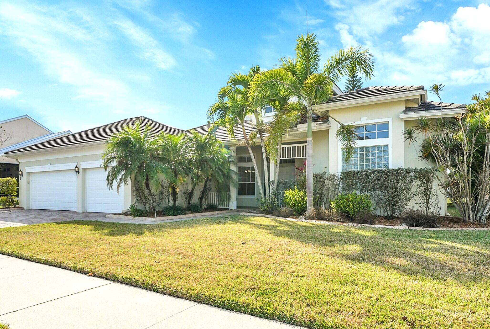 * * *Spacious 4-bedroom plus Den and Flex Room (that could easily be a 5th bedroom), 3-bath, 1-story home with a 3-car garage offers over 3,000 sq ft of living space on an oversized lot in the gated Magnolia Lakes community. Features include a split floor plan, high ceilings, crown molding, wood-look laminate flooring, diagonal tile, and an open-concept layout. The kitchen has a gas range, Thermador range hood, 42'' wood cabinets and granite countertops. Additional highlights include two HVAC systems, Whole-house generator, Nest thermostats, Ring doorbell and tankless water heater. French doors lead to a serene screened patio. Low $285/month HOA includes lawn care,  pool, fitness center, internet, tennis/pickleball, and playground.  No CDD.  Convenient to I-95, shopping, dining, & more.