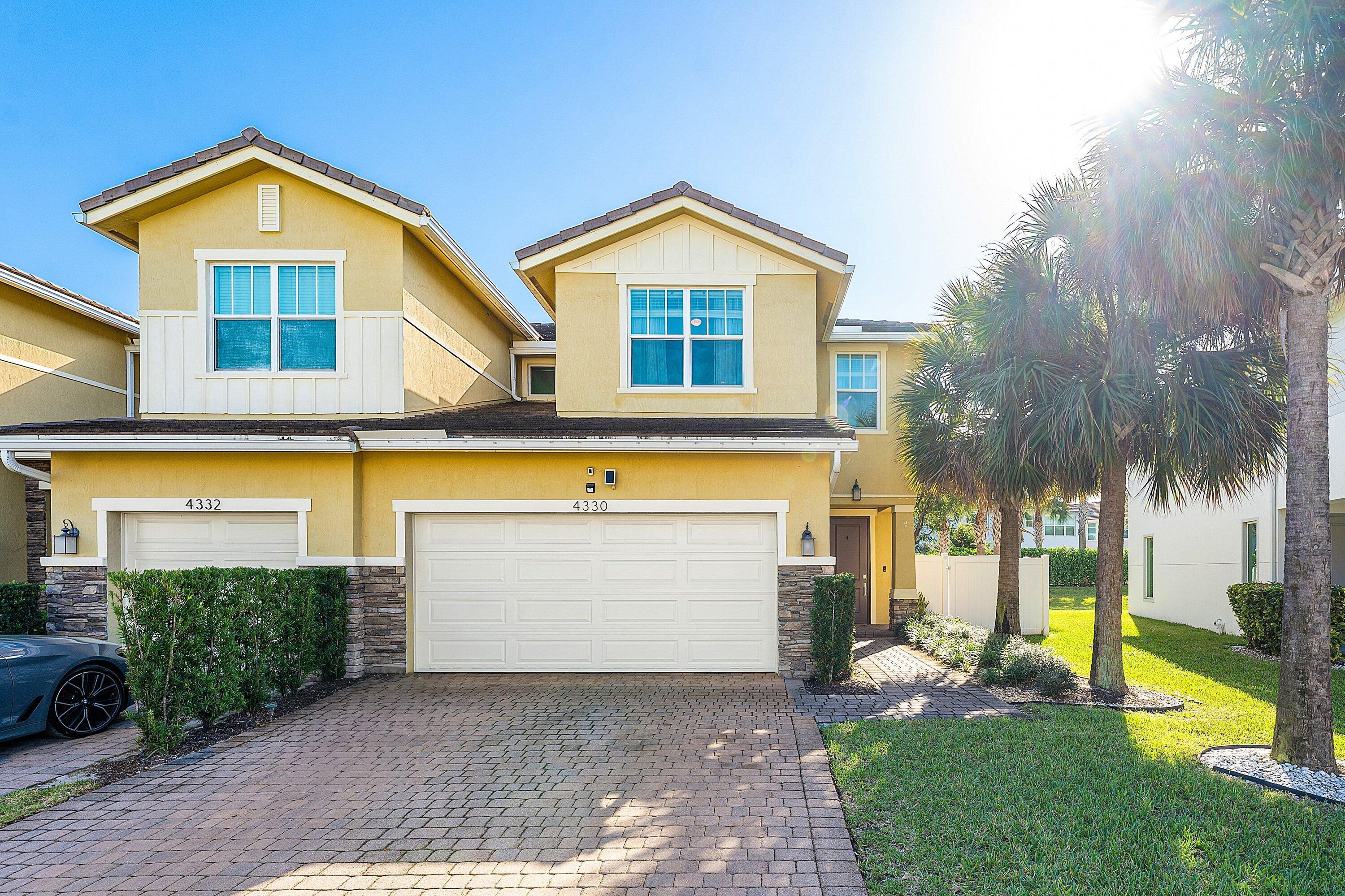 Corner unit, 2-car garage, 3 bedrooms, 2.5 bathrooms. Private fenced-in backyard, this 2020 new construction townhouse in a gated community is move-in ready. Community offers resort-style amenities. Open concept living room with quartz countertop kitchen, overlooking the backyard. Master suite with walk-in closet.