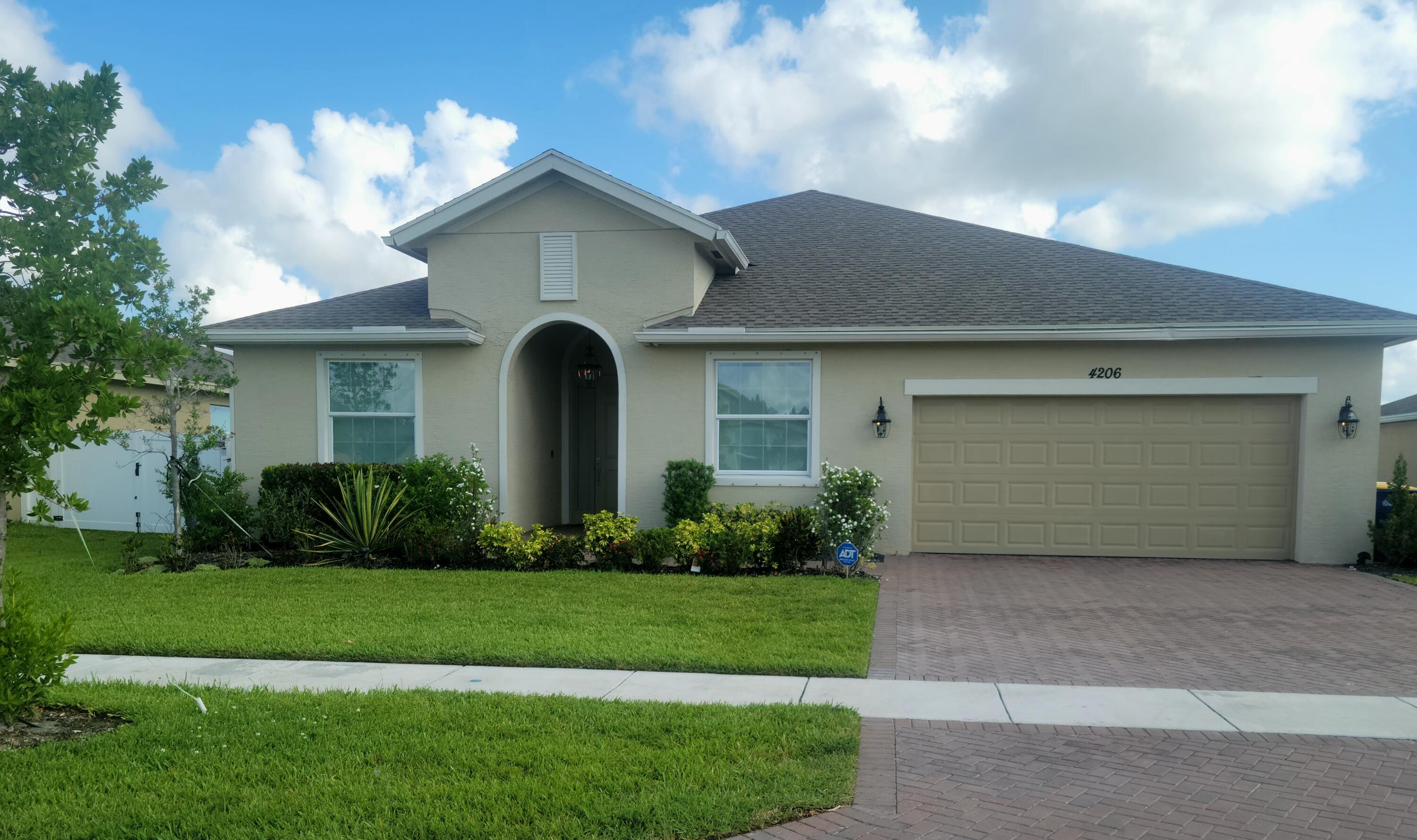 Welcome to this charming 4 bed, 3 full bath, 2 car garage home in the newly built and desirable community of Bent Creek in Fort Pierce. Built in 2019, this move-in-ready residence boasts 2055 of comfortable living space. Open concept with a split floor plan for added privacy. Inside, you'll find a modern interior with stylish finishes, including tile in main areas. The kitchen is equipped with stainless appliances, quartz countertops (including large kitchen island), and wood cabinetry. Both bathrooms have been upgraded with luxury vanities, adding a touch of sophistication and spa-like comfort. Step outside to a spacious fenced backyard with a pergola, the perfect setting for relaxation and entertaining. This property is designed for ease and peace of mind, featuring a sprinkler system, i Welcome to this charming 4 bed, 3 full bath, 2 car garage home in the newly built and desirable community of Bent Creek in Fort Pierce. Built in 2019, this move-in-ready residence boasts 2055 of comfortable living space. Open concept with a split floor plan for added privacy. Inside, you'll find a modern interior with stylish finishes, including tile in main areas. The kitchen is equipped with stainless appliances, quartz countertops (including large kitchen island), and wood cabinetry. Both bathrooms have been upgraded with luxury vanities, adding a touch of sophistication and spa-like comfort. Step outside to a spacious fenced backyard with a pergola, the perfect setting for relaxation and entertaining. This property is designed for ease and peace of mind, featuring a sprinkler system, insulated garage door with opener. Meticulously maintained and like new, this home is the perfect blend of elegance, convenience, and comfort. Bent Creek offers outstanding amenities, including a clubhouse with a resort-style pool, fitness center, tennis and basketball courts, playground, and a security gate for added peace of mind.