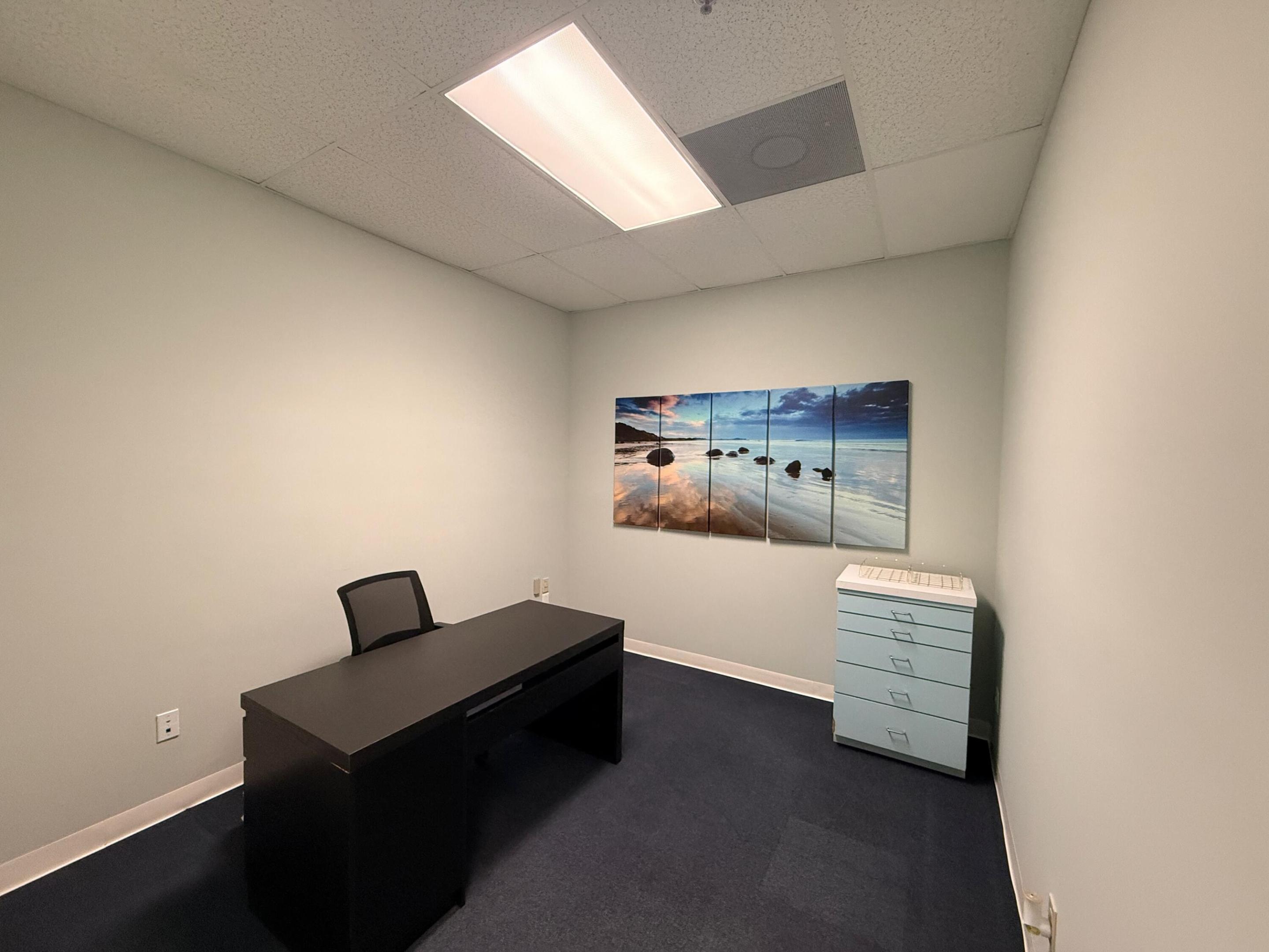 Professional 110 sq ft private office sublease available within an active real estate brokerage office, just south of Cove Rd near Publix with easy access to US-1. The 110 sq ft office is for exclusive use, with shared/common access to conference room, lobby/waiting area, high-speed internet, copy/printing, breakroom, restroom, and utilities.  Located in a high-traffic plaza with convenient parking. Ideal for small professional use. Tenant must carry liability insurance.