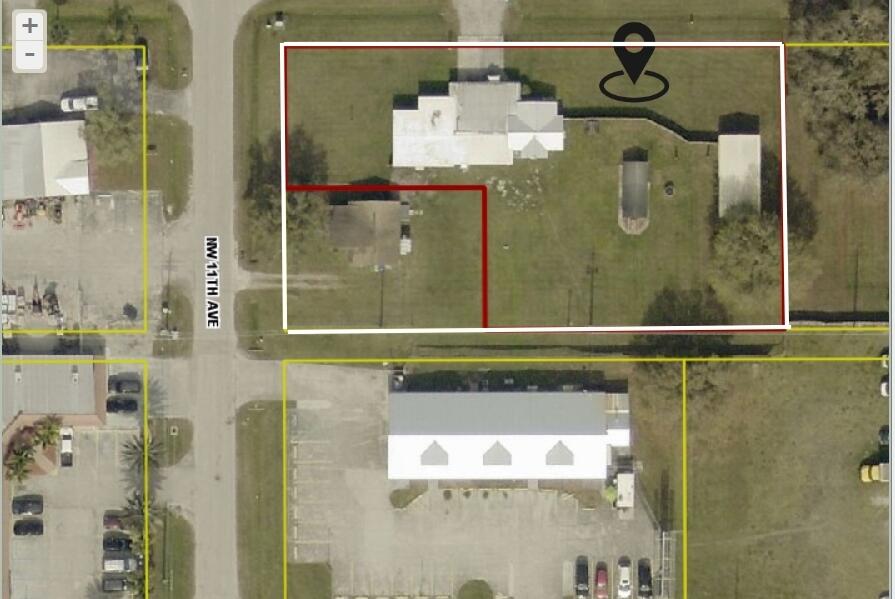 NOW offering: 1 ACRE, 2 HOMES, 2 OUTBUILDINGS. RARE Opportunity! Located less than a mile from a thriving downtown & 4 miles from Lake Okeechobee. Main House(1019)=Spacious 2459 sq ft 3+bed/2bath w/carport. New metal roof (12/18) & new flat roof (1/20). 2nd house(106): A cozy rentable 919 sq ft, 2bed/1bath home featuring new dimensional shingle roof (5/18) Other Structures: 2 large outbuildings suited for workshop, storage, etc. Currently zoned residential, this prime corner is surrounded by commercial properties. It offers an opportunity to rezone to commercial or multi-family to maximize density & build multiple properties (buyer to verify w/Okeechobee County). Sale includes both properties:1019 NW 2 St(ID#3-16-37-35-0160-00280-0060) & 106 NW 11 Ave(ID#3-16-37-35-0160-00280-009B)